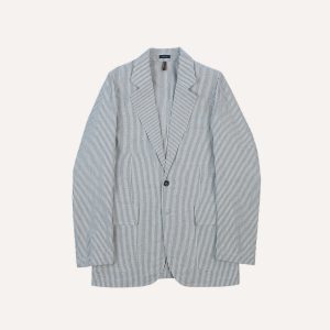 Navy Ticking Stripe Cotton Linen Games Blazer Mk. I