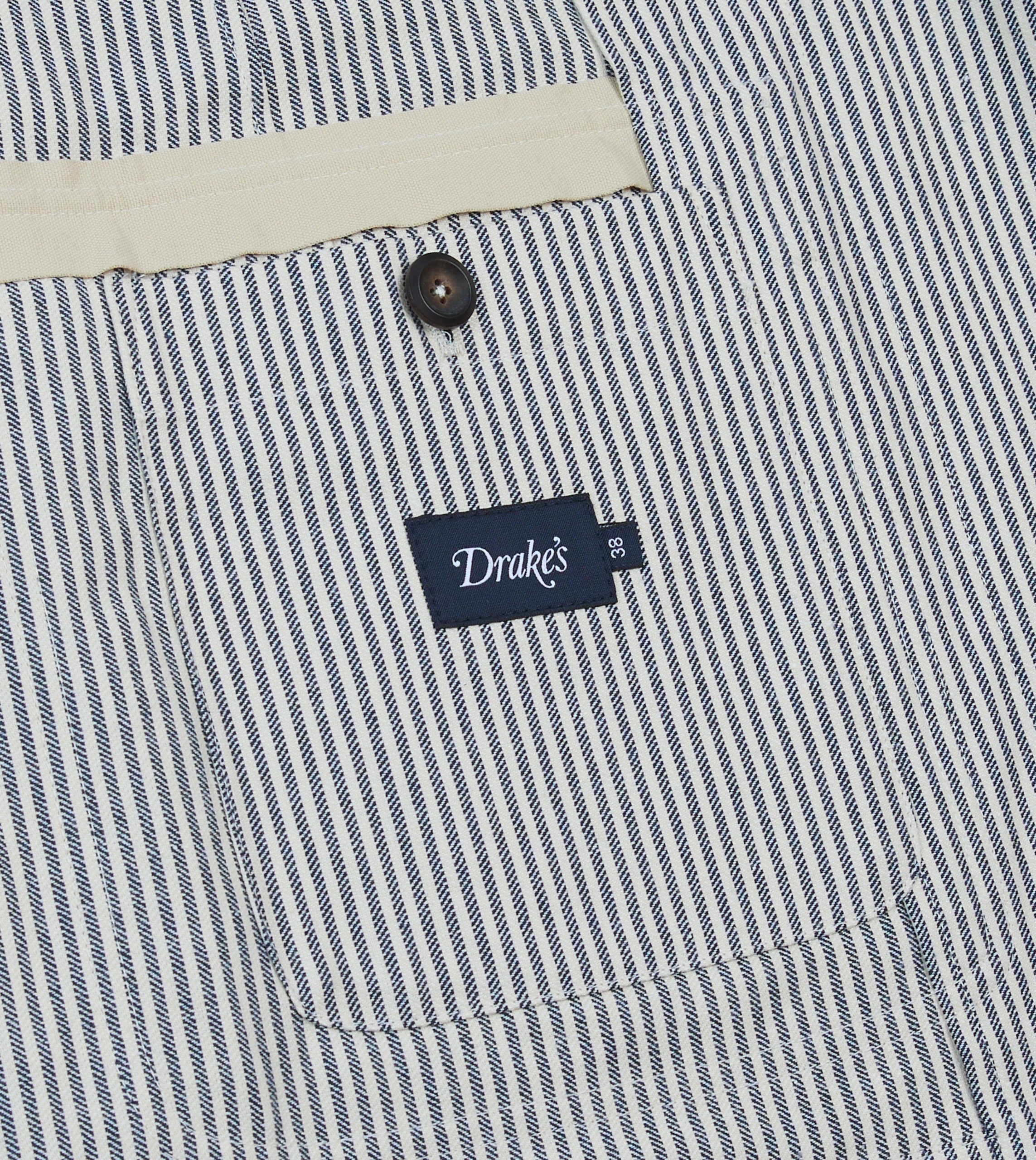 Navy Ticking Stripe Cotton Linen Games Blazer Mk. I - Image 7