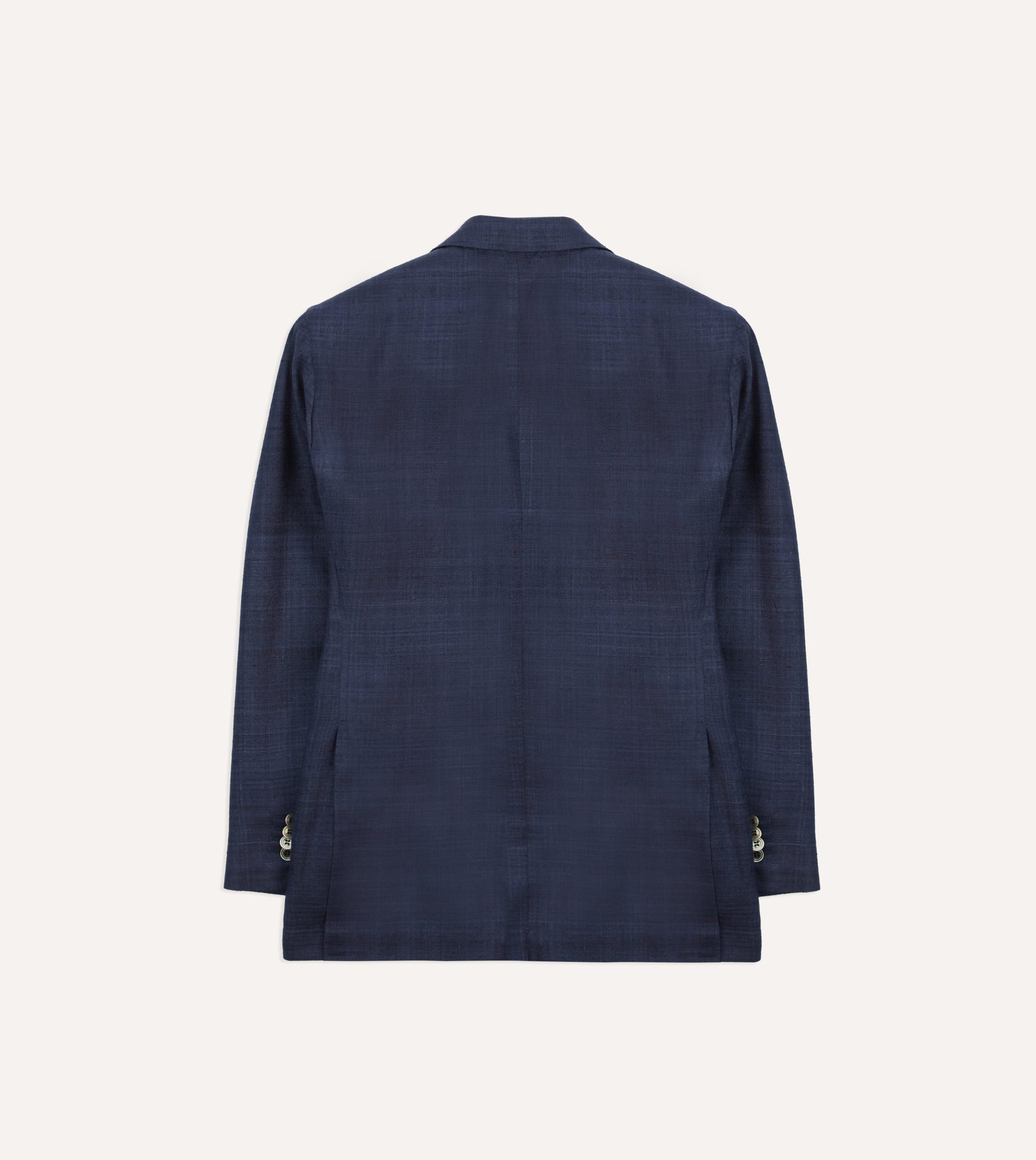 Navy Tussah Silk Double-Breasted Tailored Jacket - Image 8
