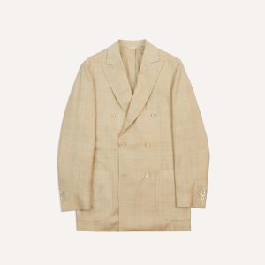 Sand Tussah Silk Double-Breasted Tailored Jacket