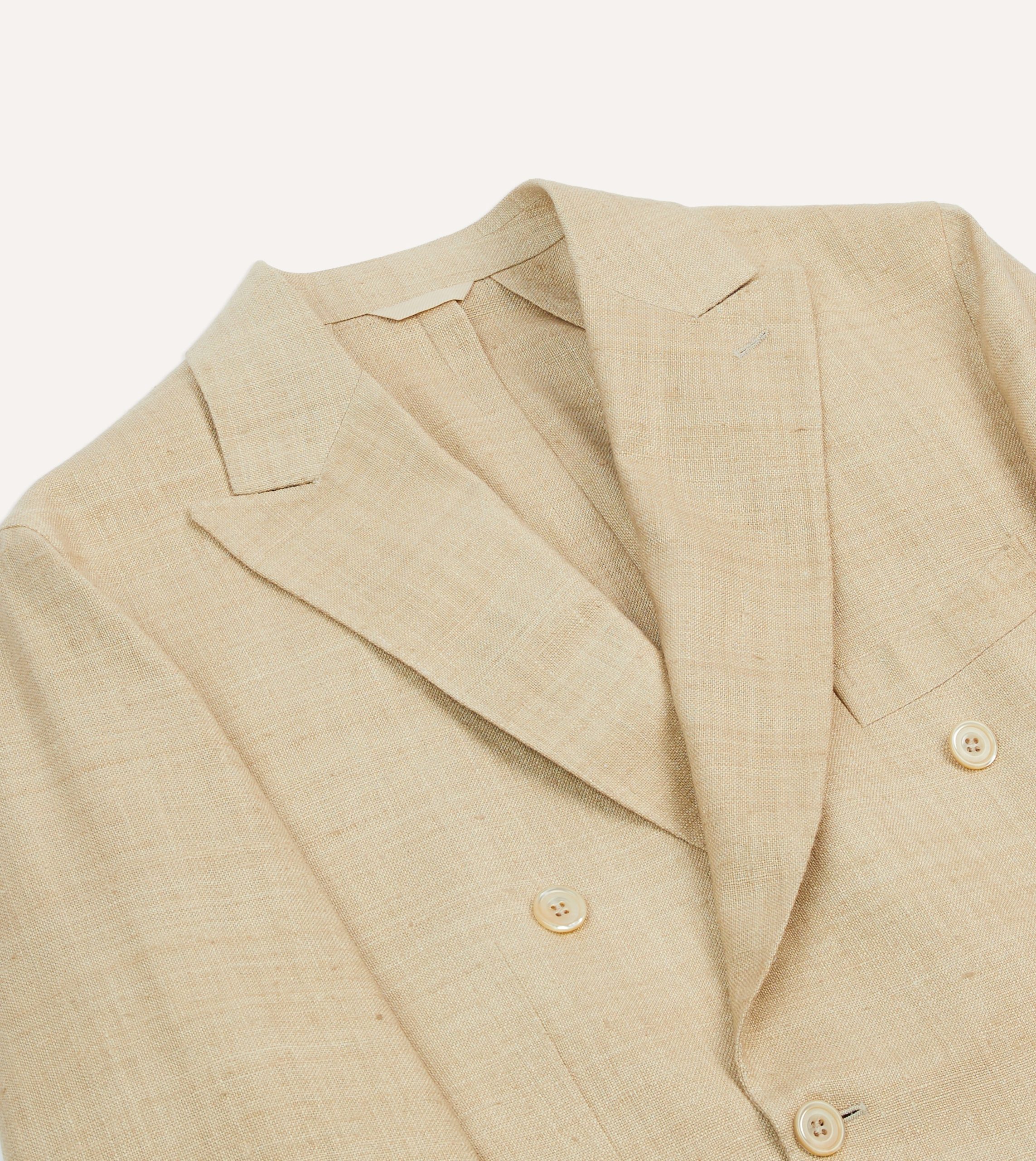 Sand Tussah Silk Double-Breasted Tailored Jacket - Image 3