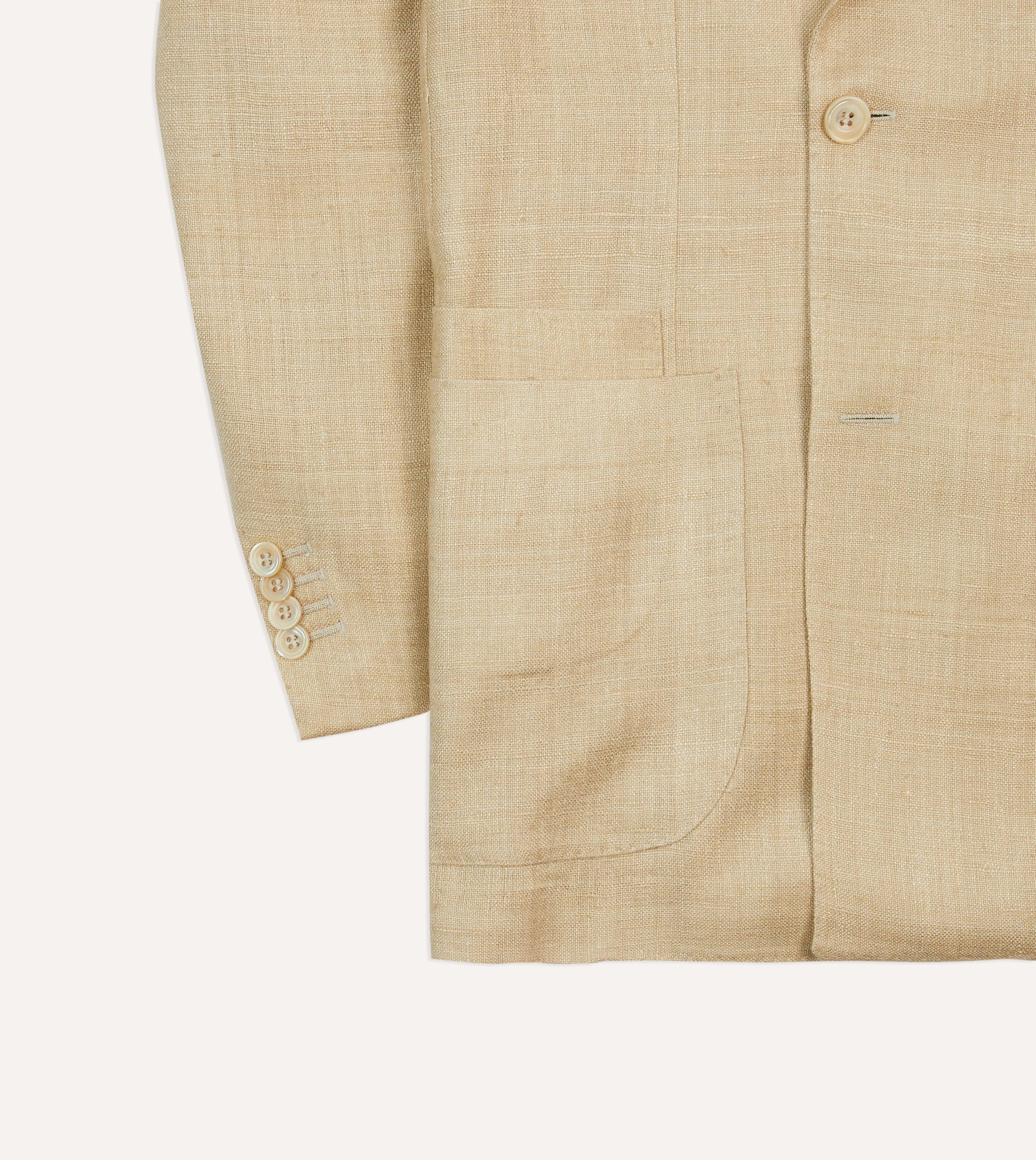 Sand Tussah Silk Double-Breasted Tailored Jacket - Image 6