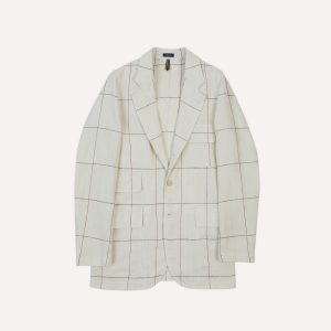 Ecru and Red Windowpane Check Games Blazer Mk. IV