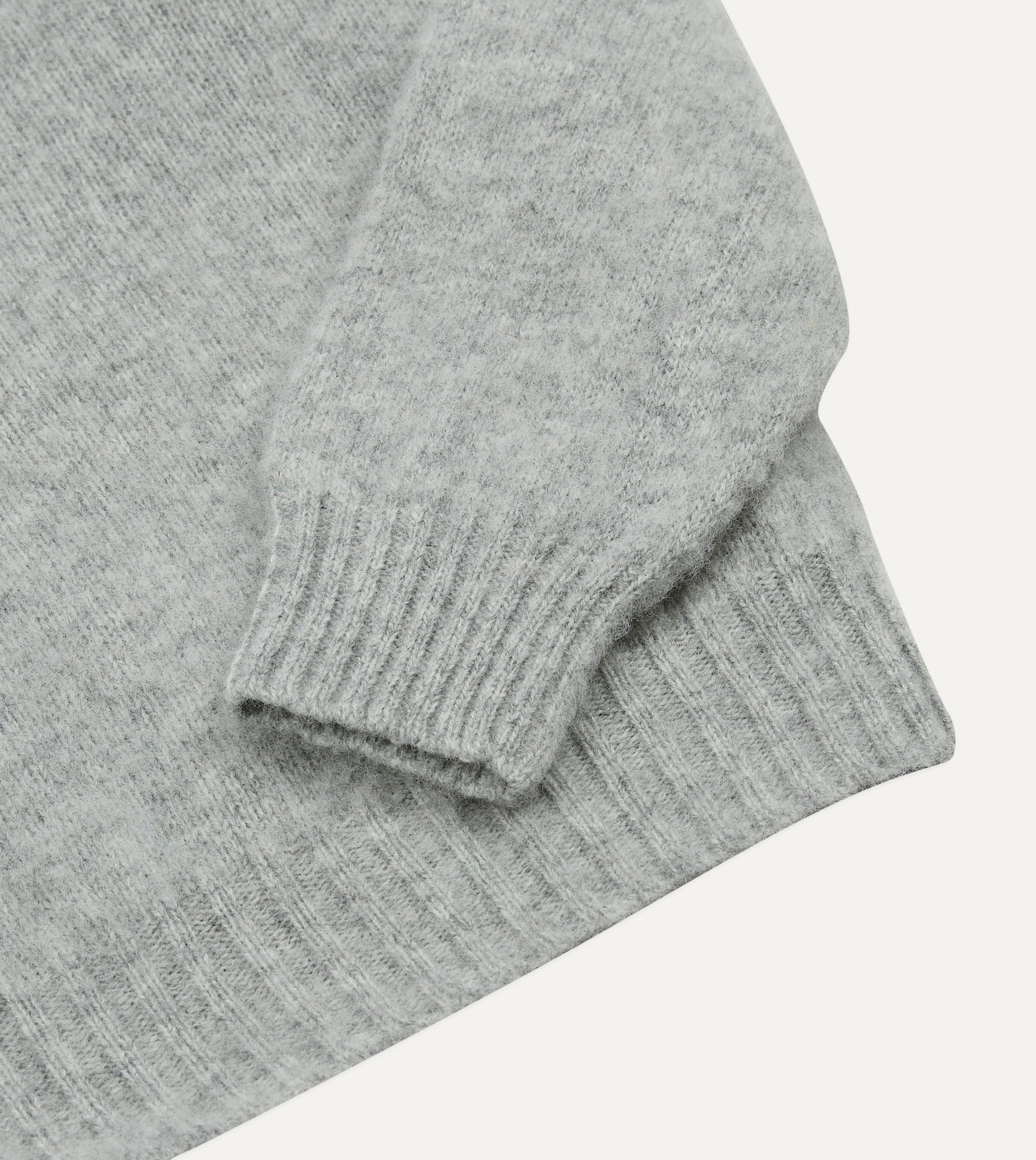 Light Grey Brushed Shetland Crew Neck Jumper - Image 4