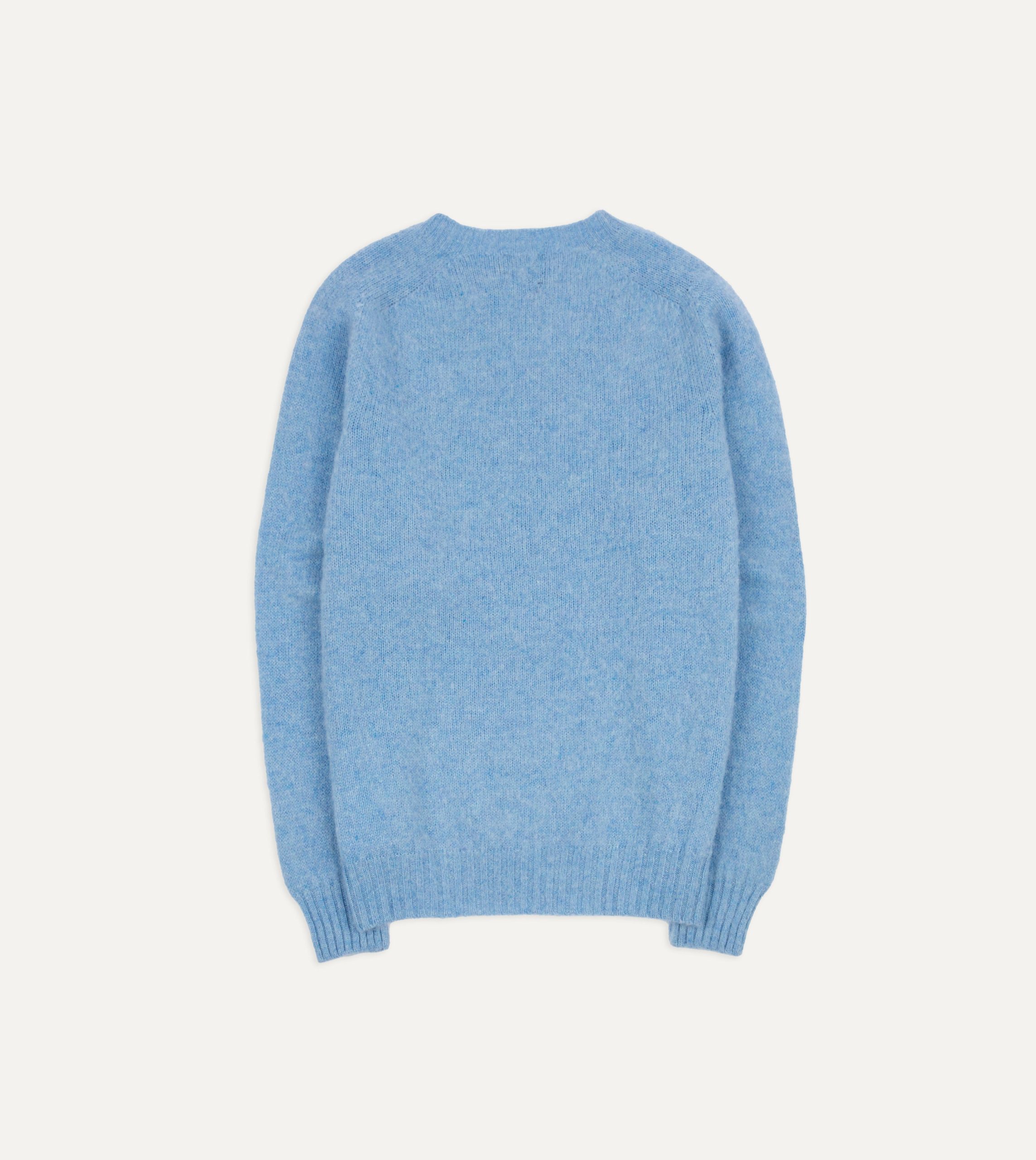 Sky Blue Brushed Shetland Crew Neck Jumper - Image 5