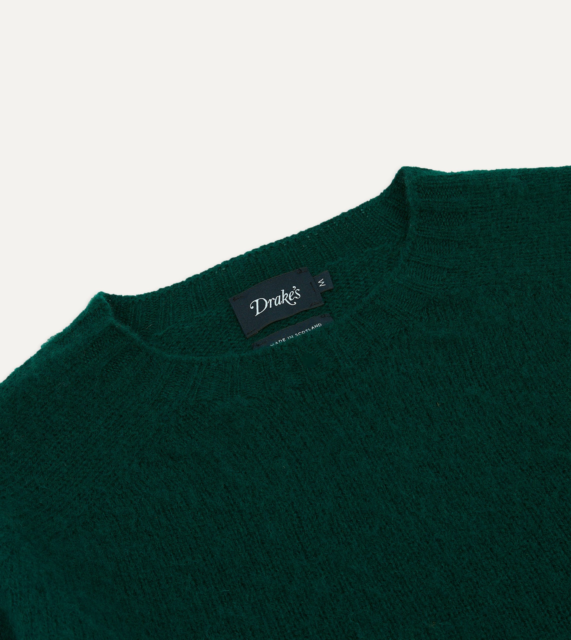 Forest Green Brushed Shetland Crew Neck Jumper - Image 3