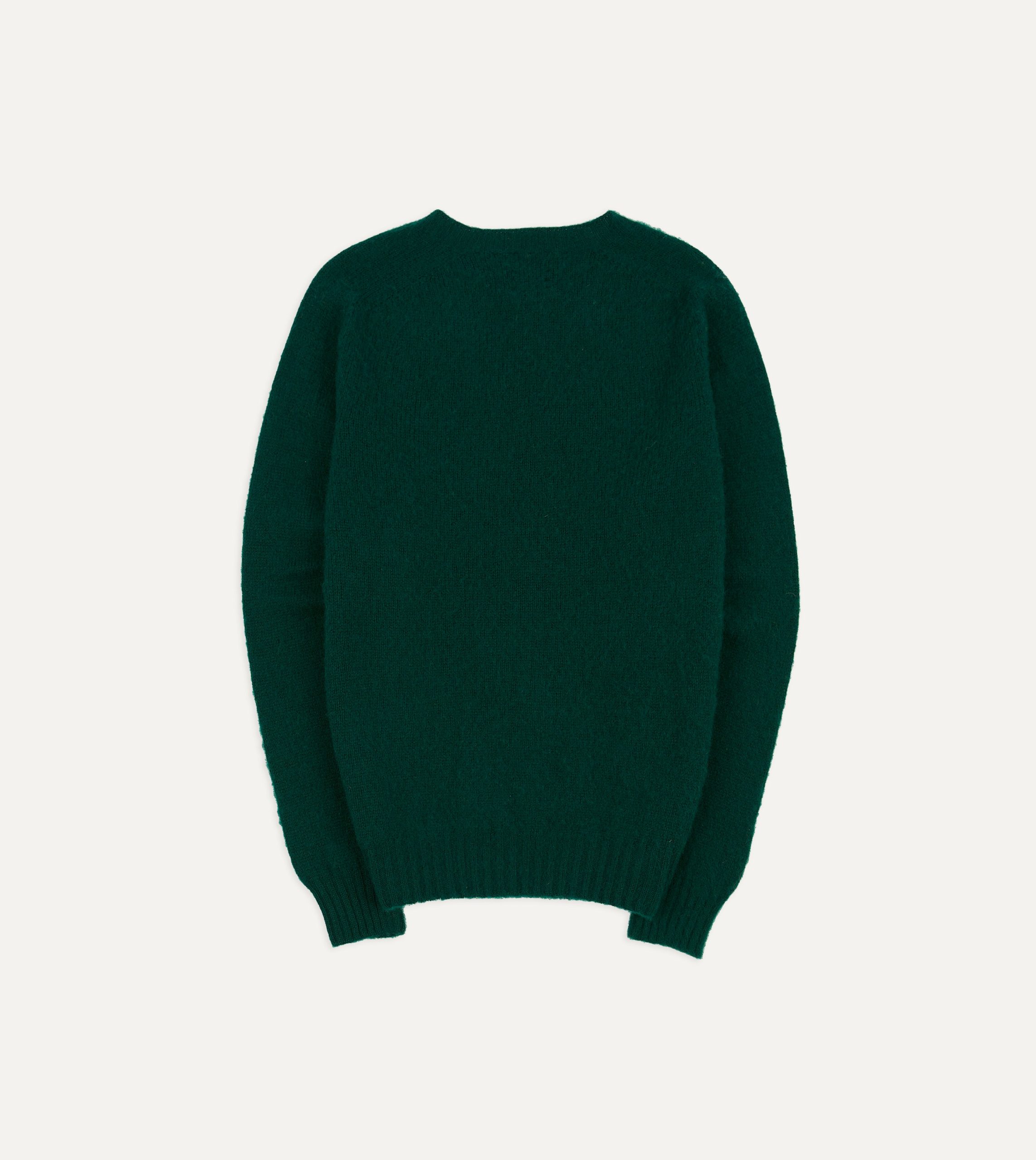 Forest Green Brushed Shetland Crew Neck Jumper - Image 5