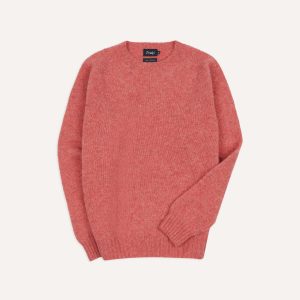 Pink Brushed Shetland Crew Neck Jumper