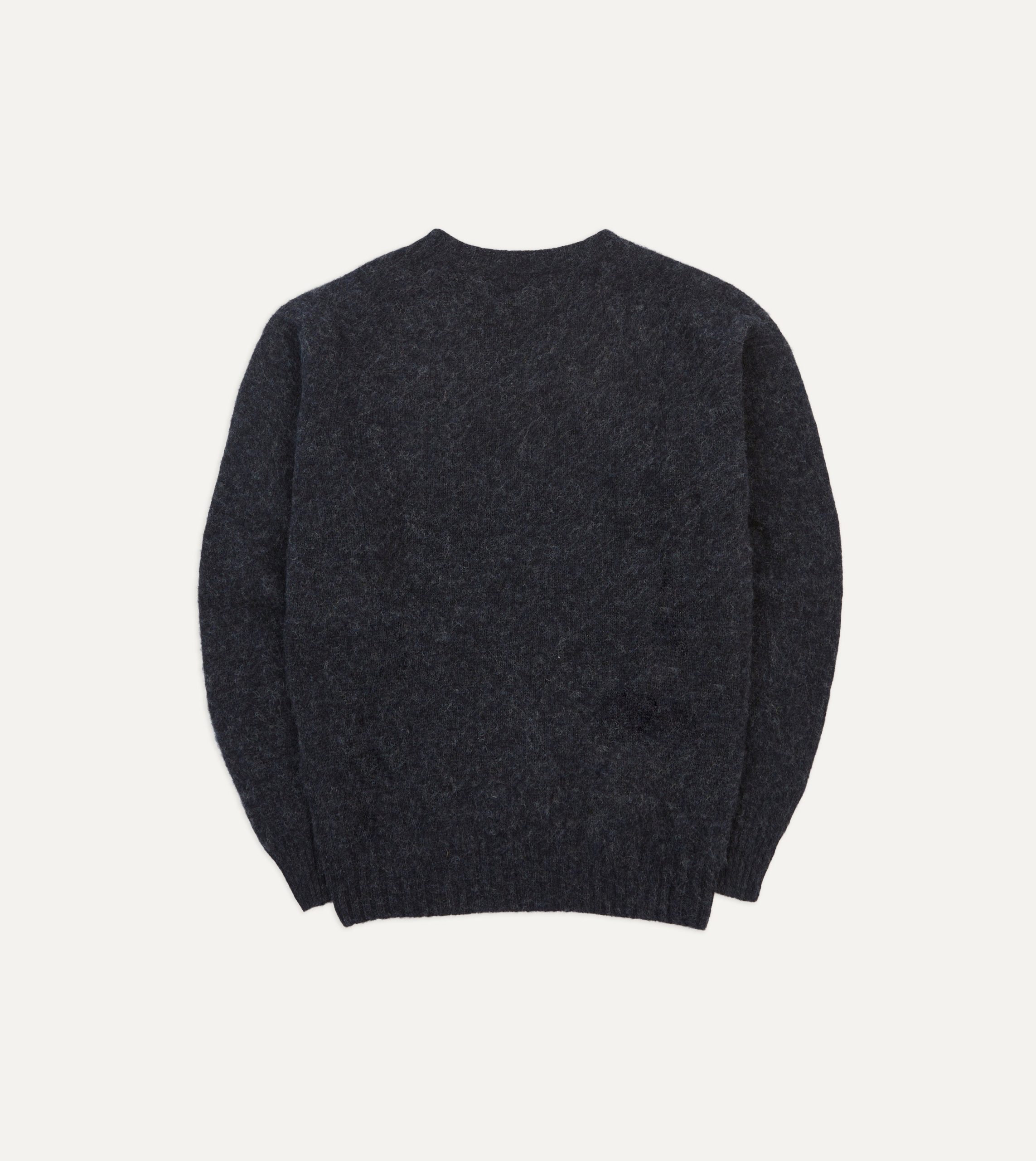 Dark Grey Brushed Shetland Crew Neck Jumper - Image 5