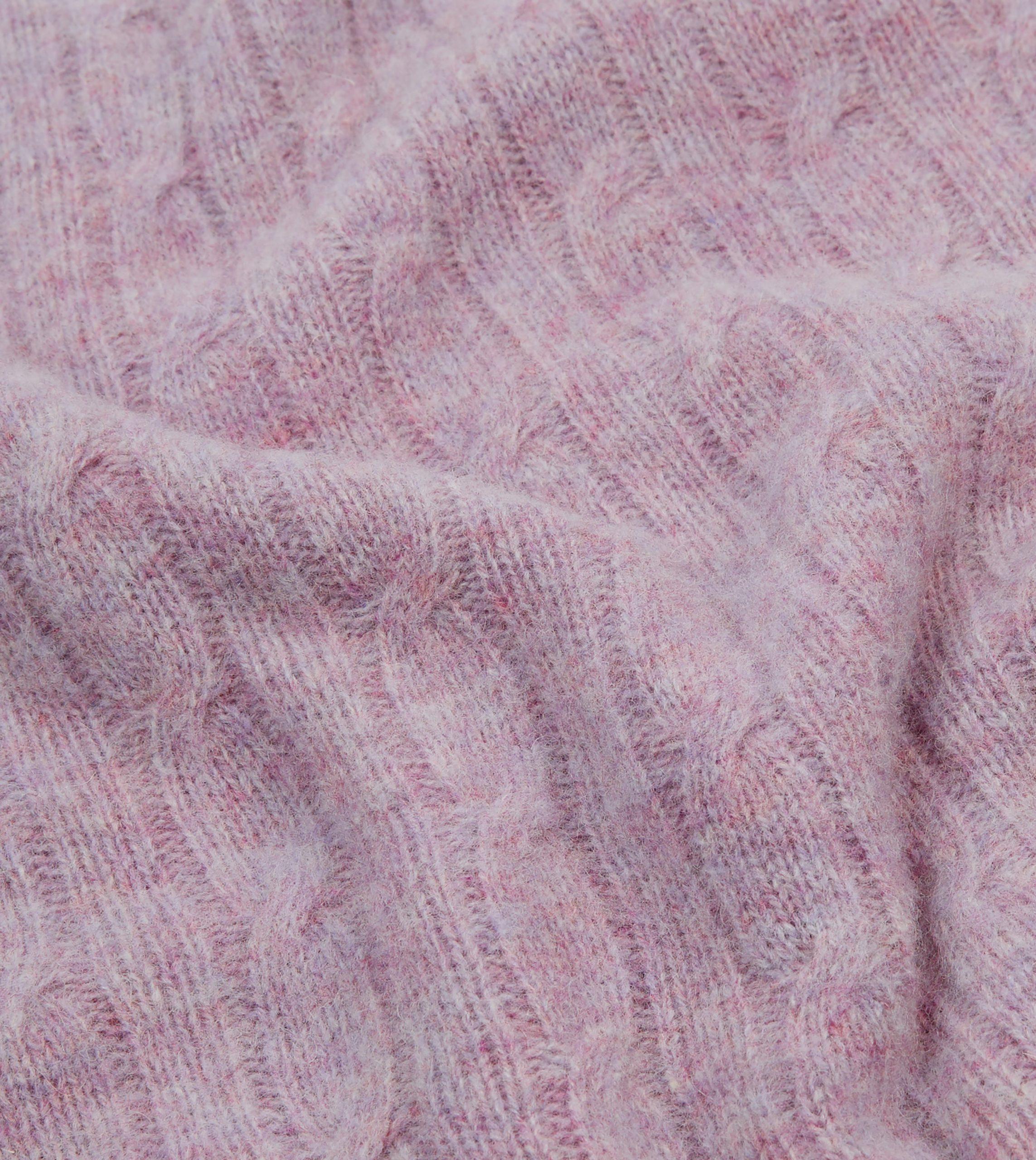 Lilac Brushed Cable Knit Shetland Crew Neck Jumper - Image 2