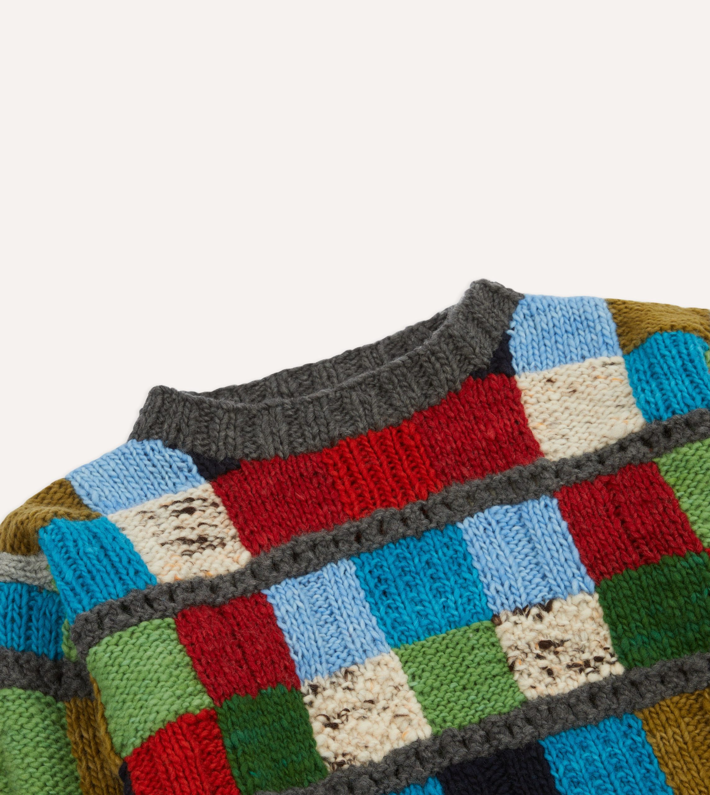 Chamula for Drake's Patchwork Merino Jumper - Image 3