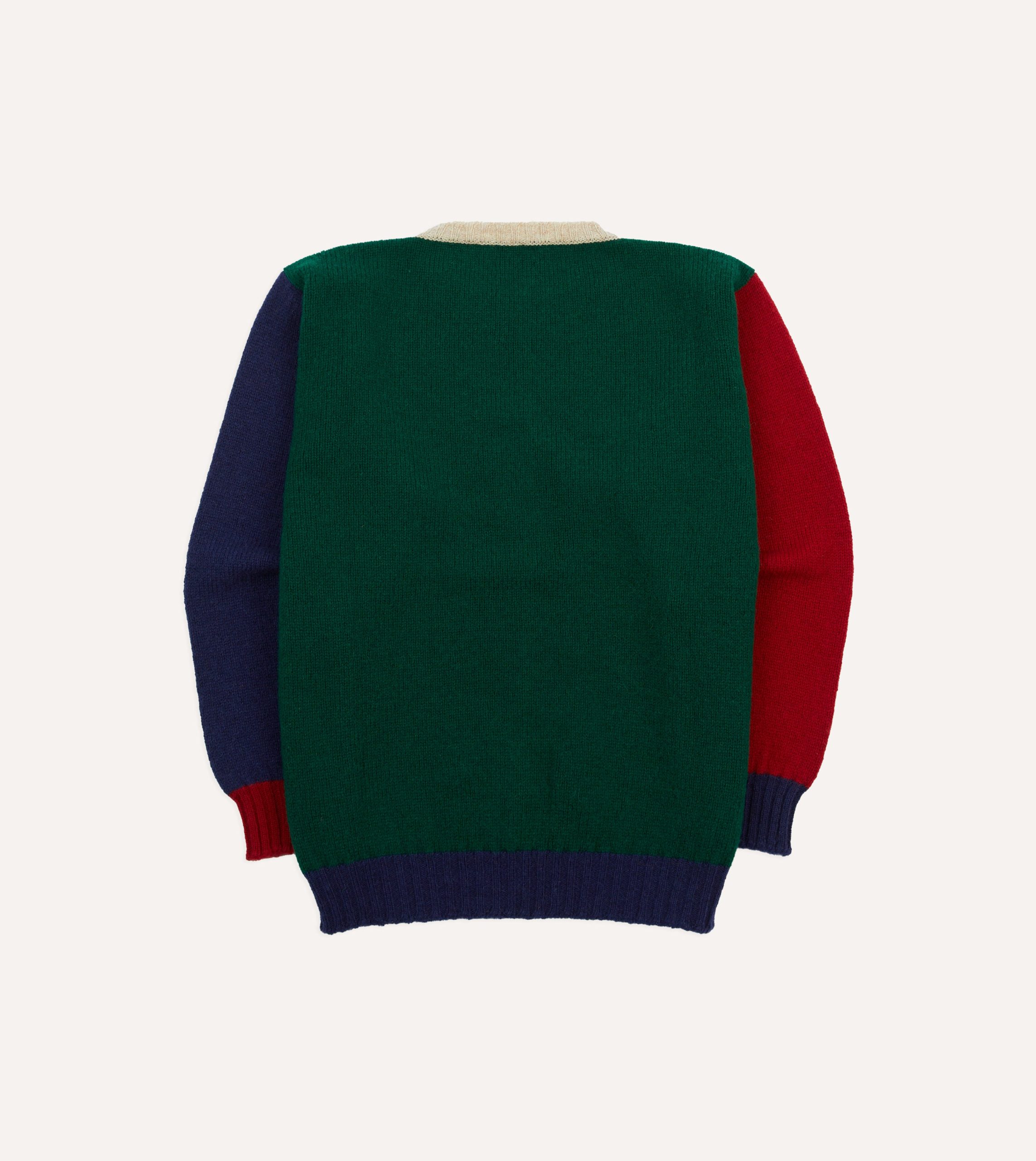 Brown Multi Colourblock Brushed Shetland Crew Neck Jumper - Image 5