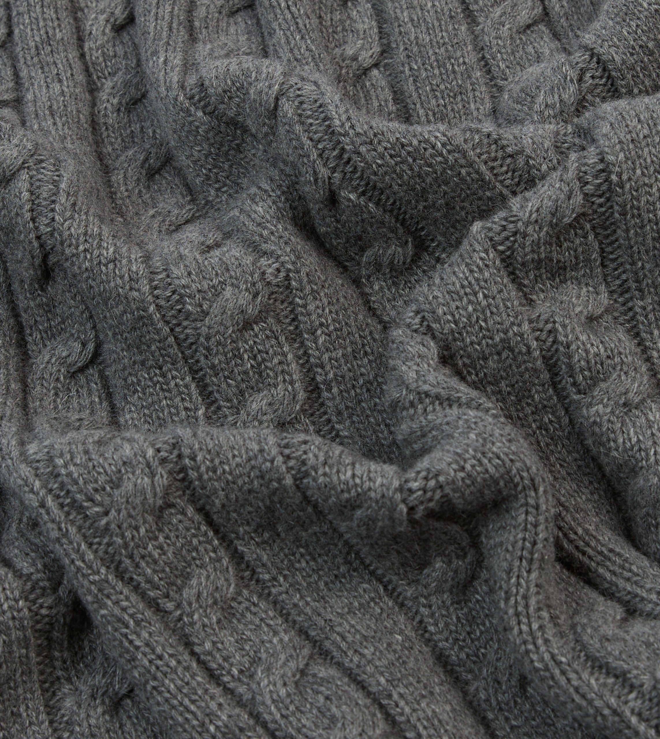 Grey Alpaca Lambswool Cable Knit Sleeveless Cardigan - Image 2