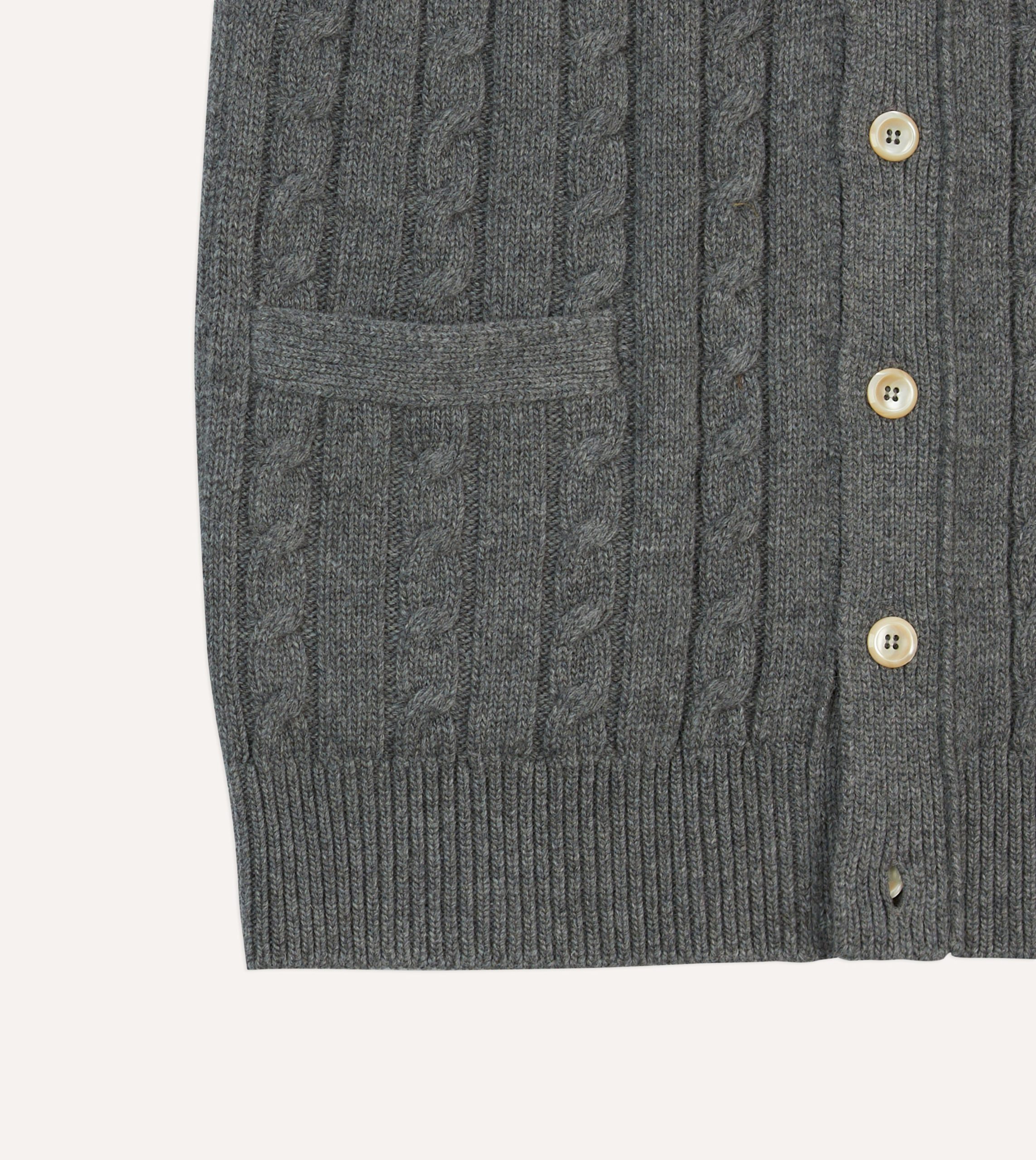 Grey Alpaca Lambswool Cable Knit Sleeveless Cardigan - Image 4