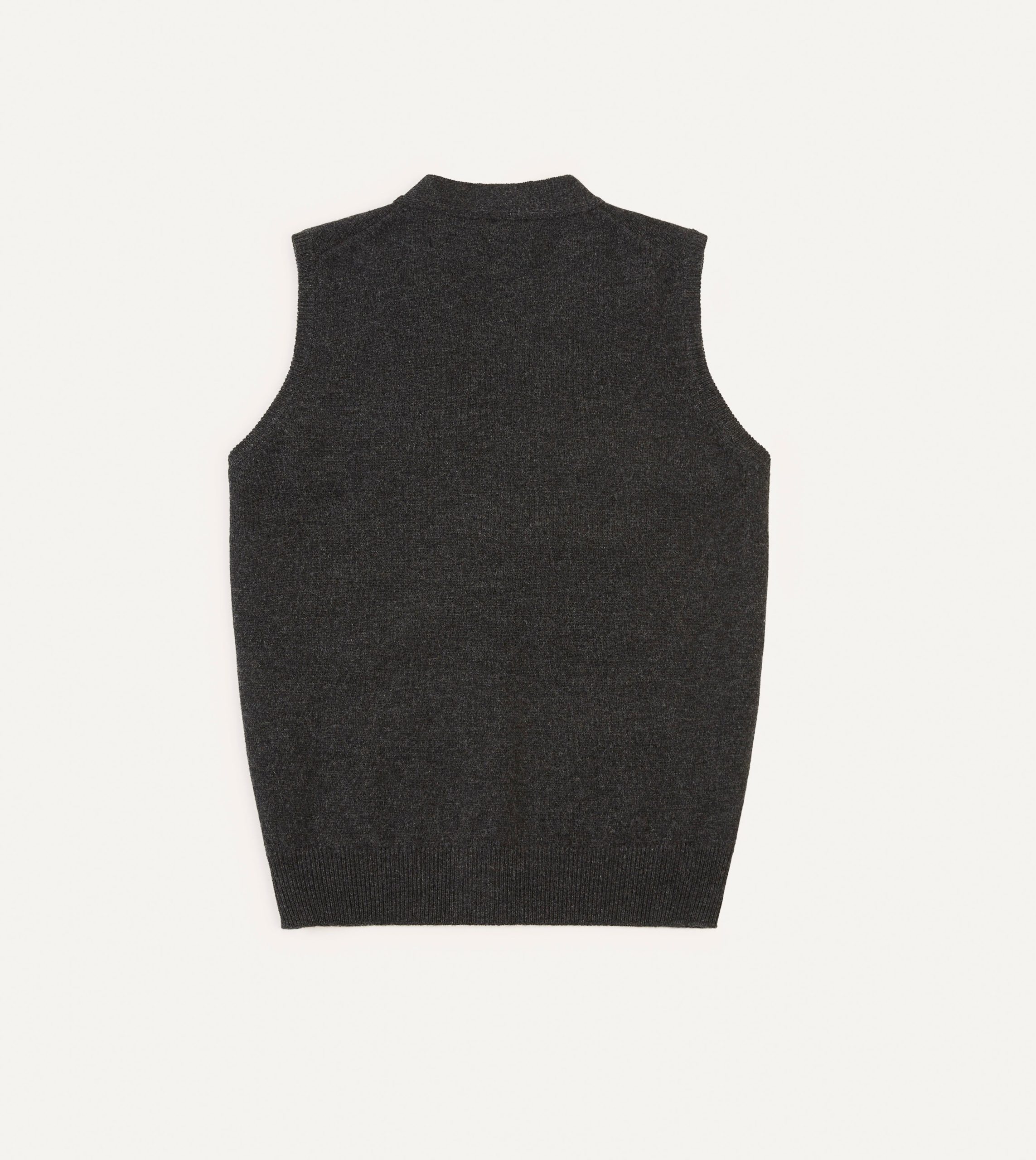 Charcoal Lambswool Sleeveless Cardigan - Image 5