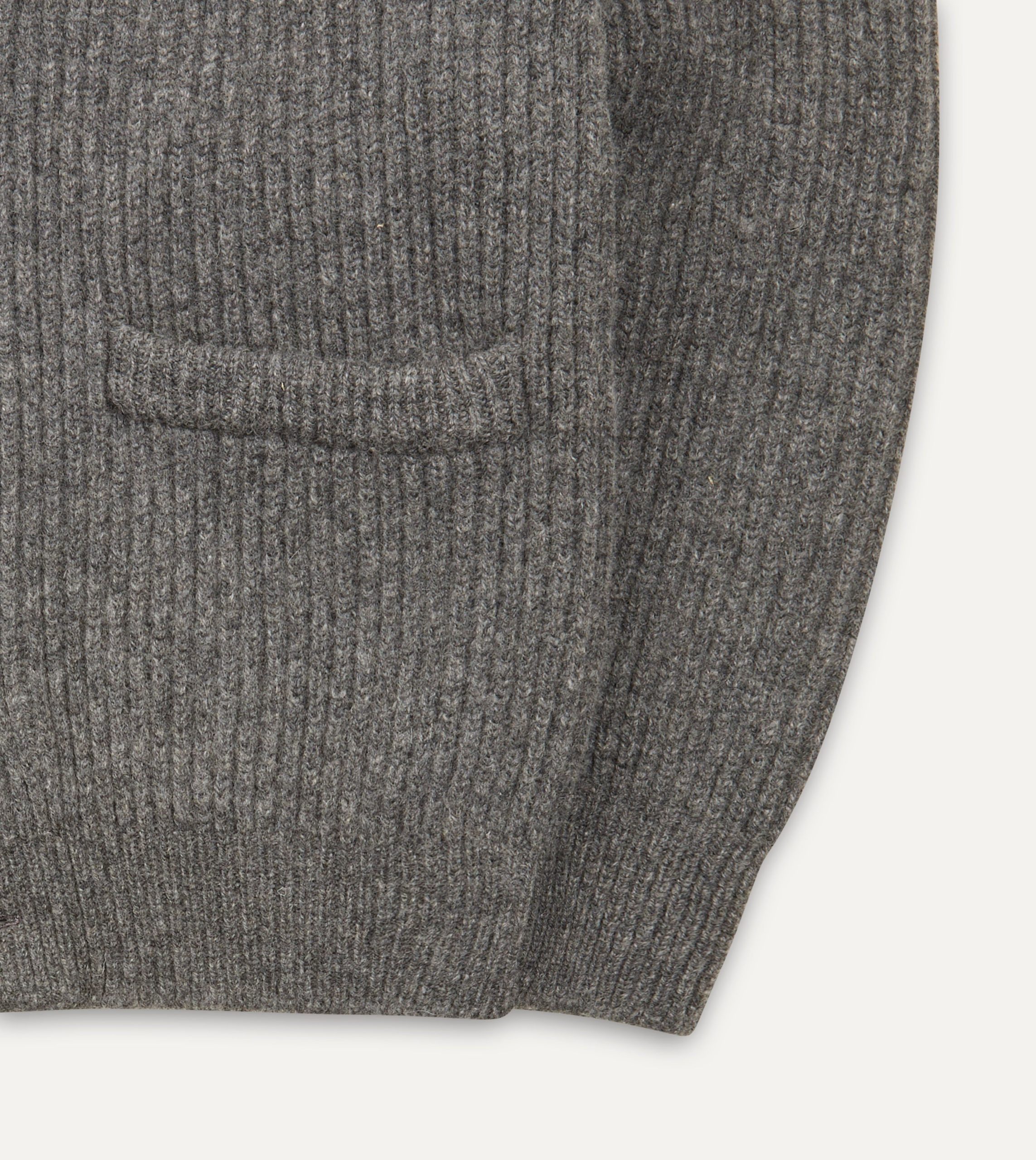 Grey Lambswool Shawl Collar Cardigan - Image 5