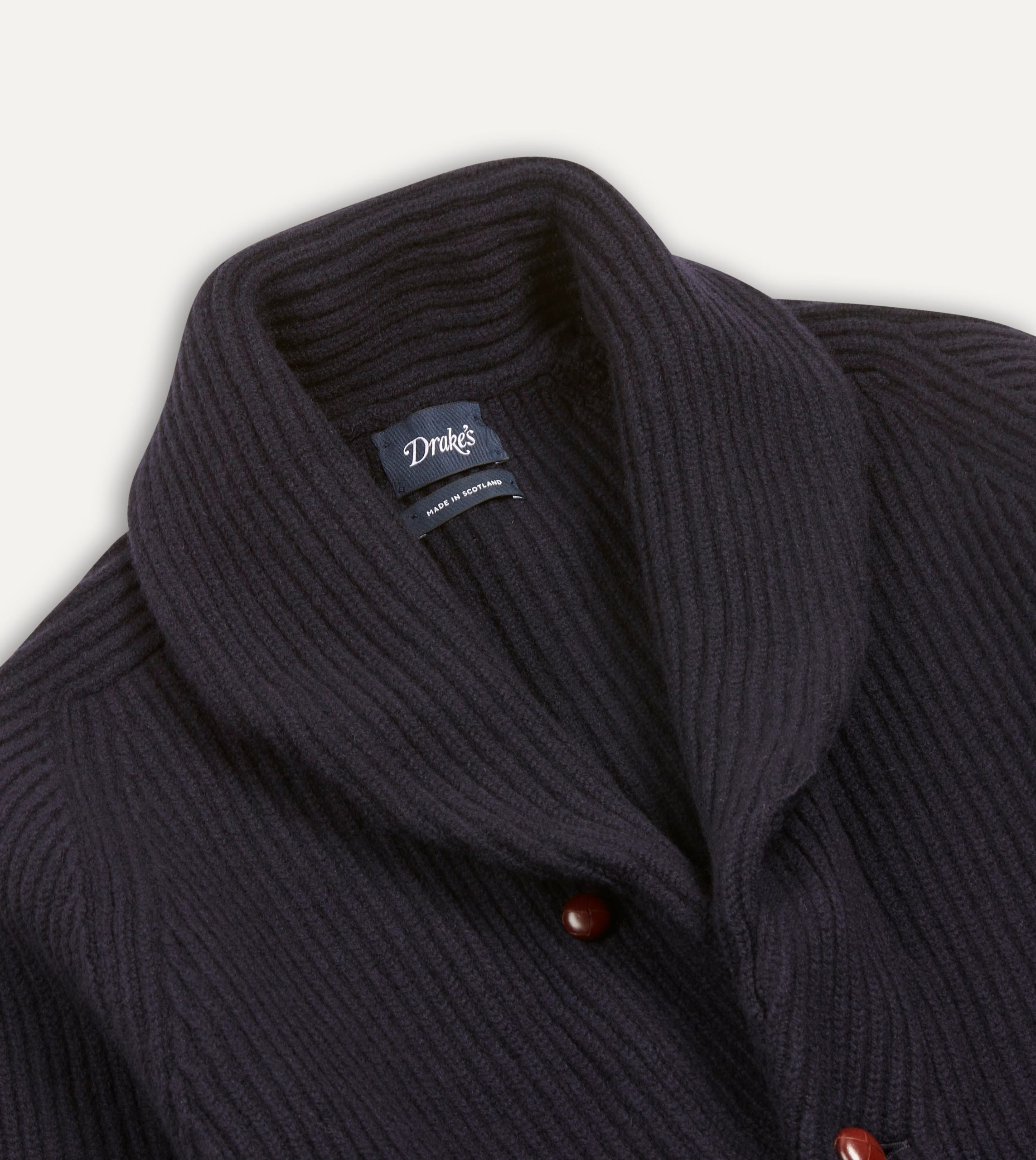 Navy Lambswool Shawl Collar Cardigan - Image 3