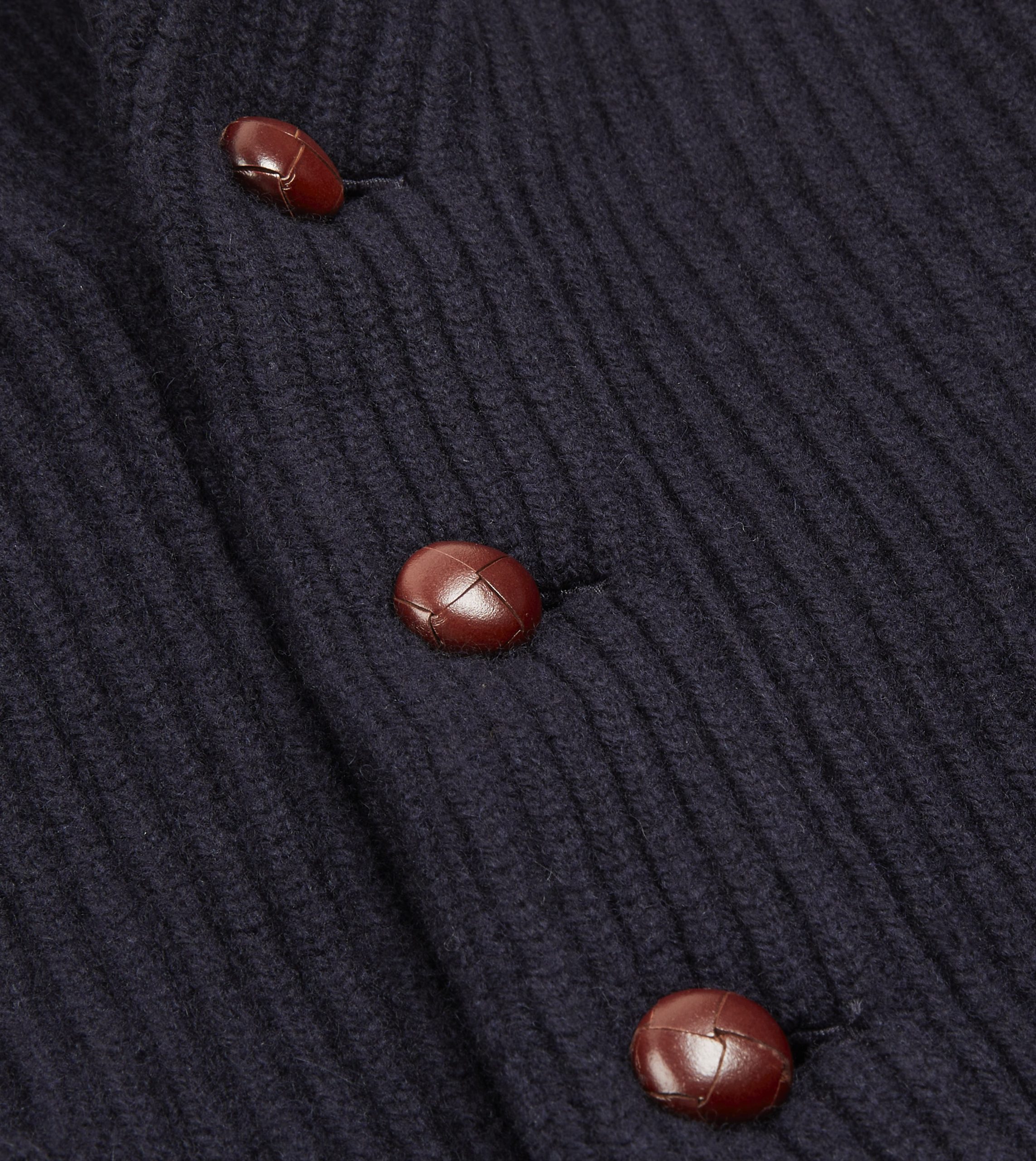 Navy Lambswool Shawl Collar Cardigan - Image 4