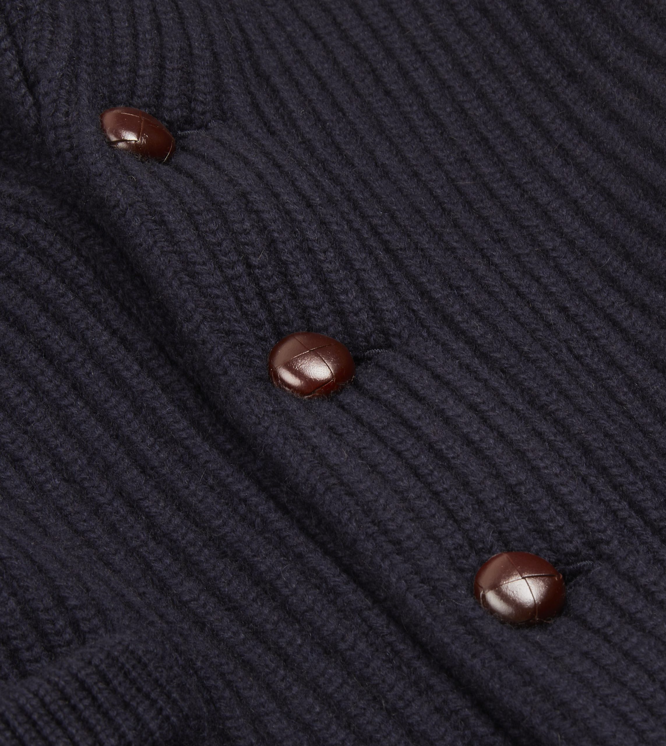 Navy Cashmere Shawl Collar Cardigan - Image 4