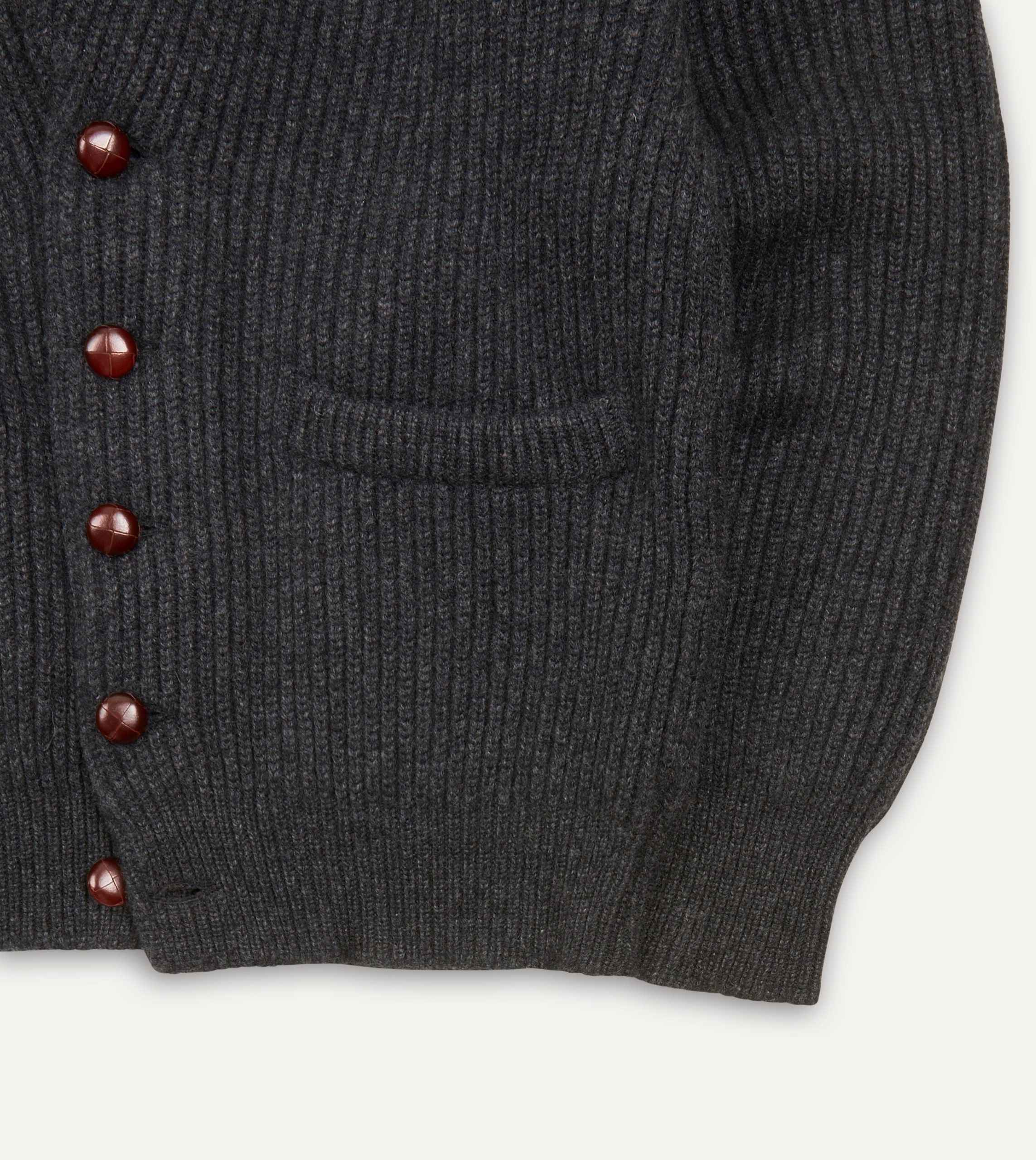 Charcoal Cashmere Shawl Collar Cardigan - Image 5