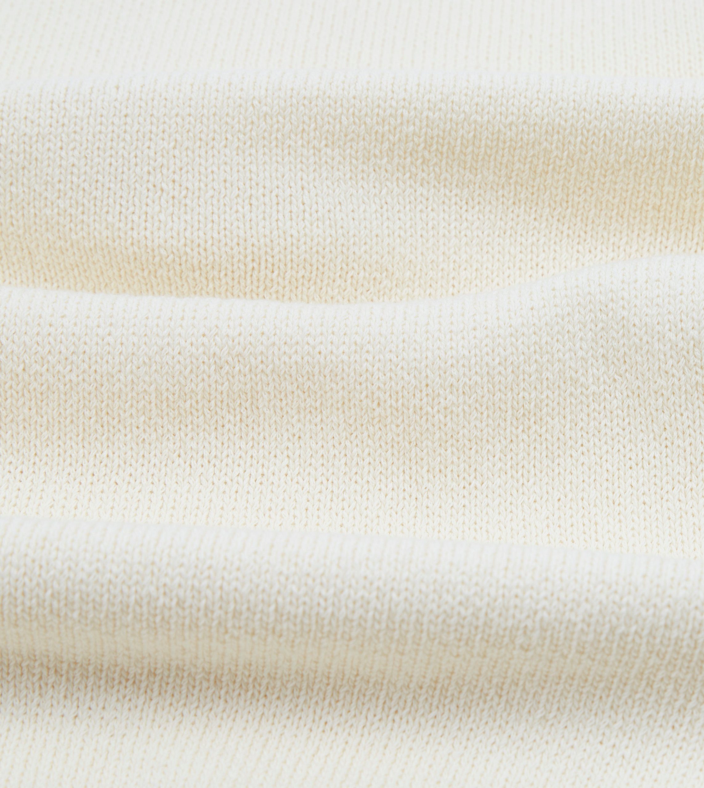 Ecru Knitted Crepe Cotton Short-Sleeve Polo Shirt - Image 2