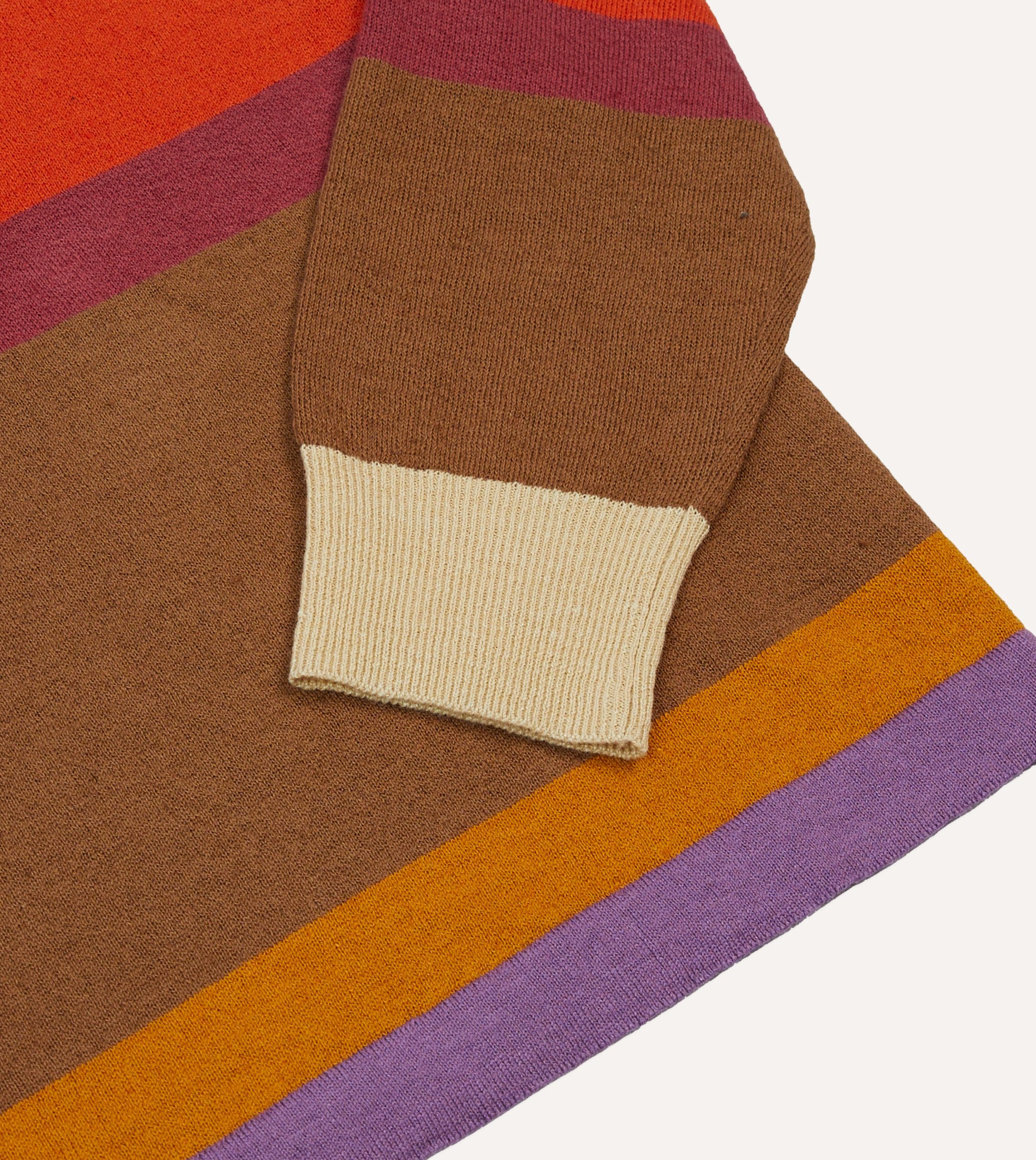 Orange. Brown and Purple Linen Cotton Knitted Rugby Shirt - Image 4