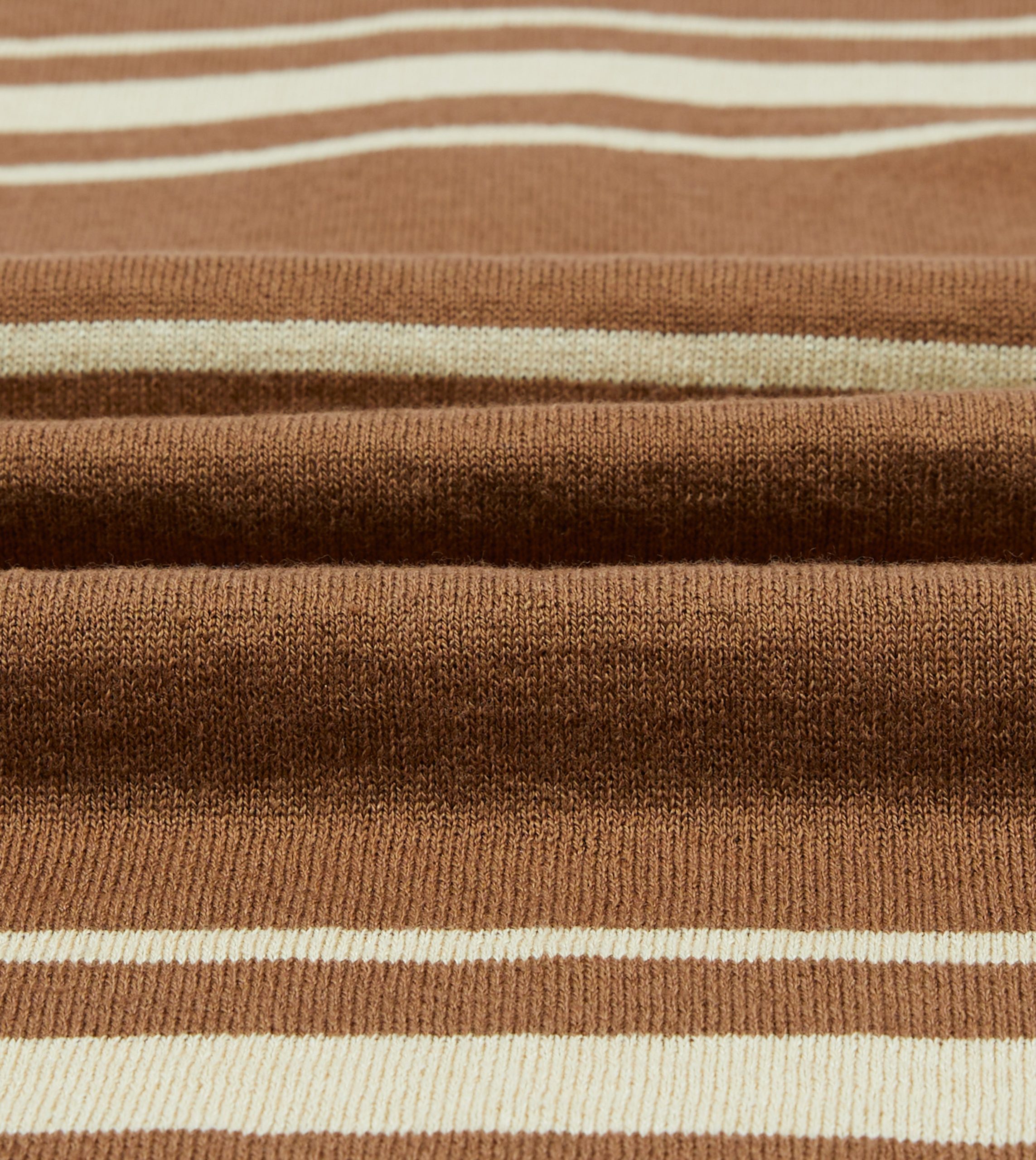 Brown and Ecru Linen Cotton Knitted Rugby Shirt - Image 2