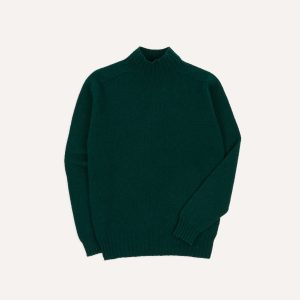 Green Brushed Shetland Mock Neck Jumper