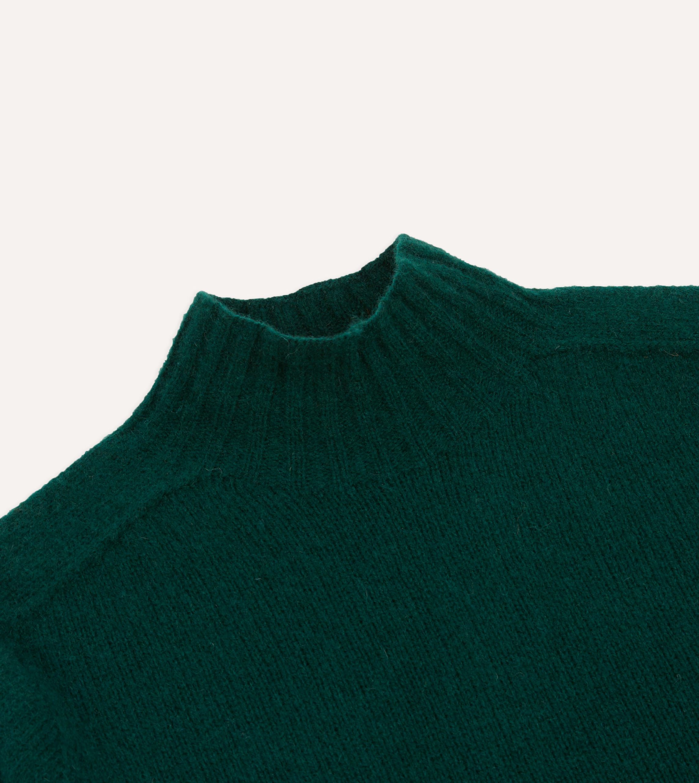 Green Brushed Shetland Mock Neck Jumper - Image 3