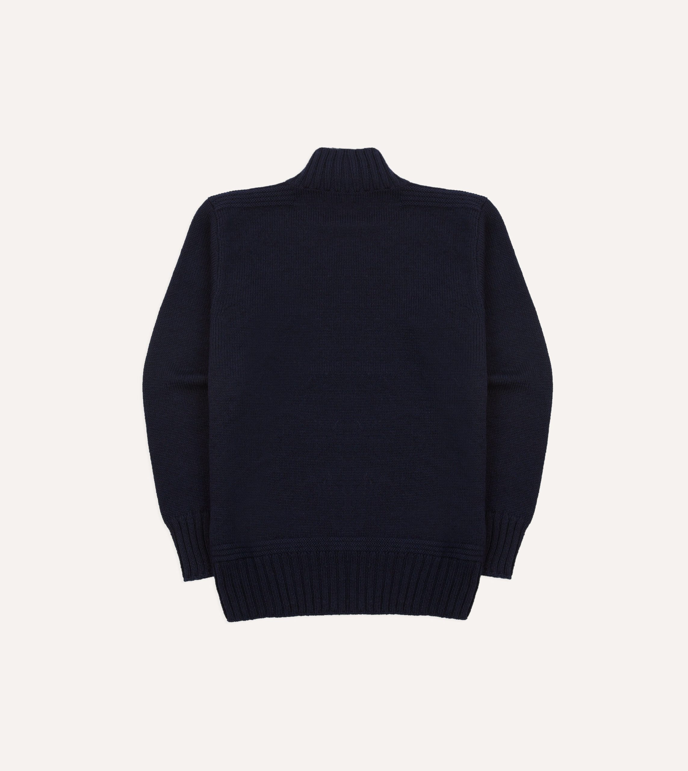 Navy Heavyweight Mock Neck Jumper - Image 5