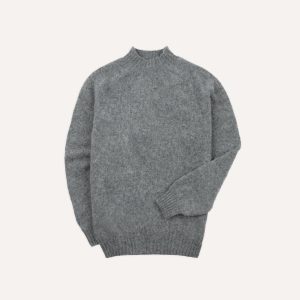 Grey Brushed Shetland Mock Neck Jumper