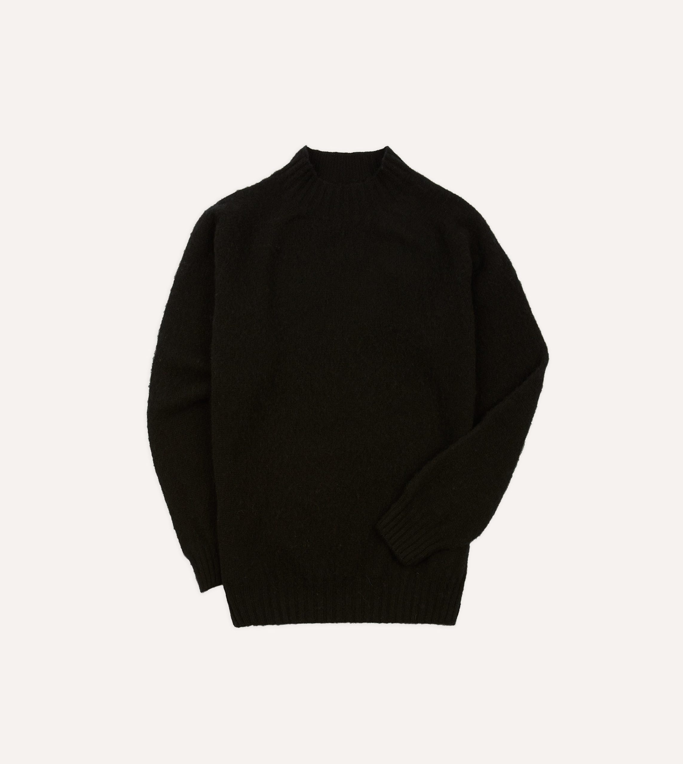 Black Brushed Shetland Mock Neck Jumper