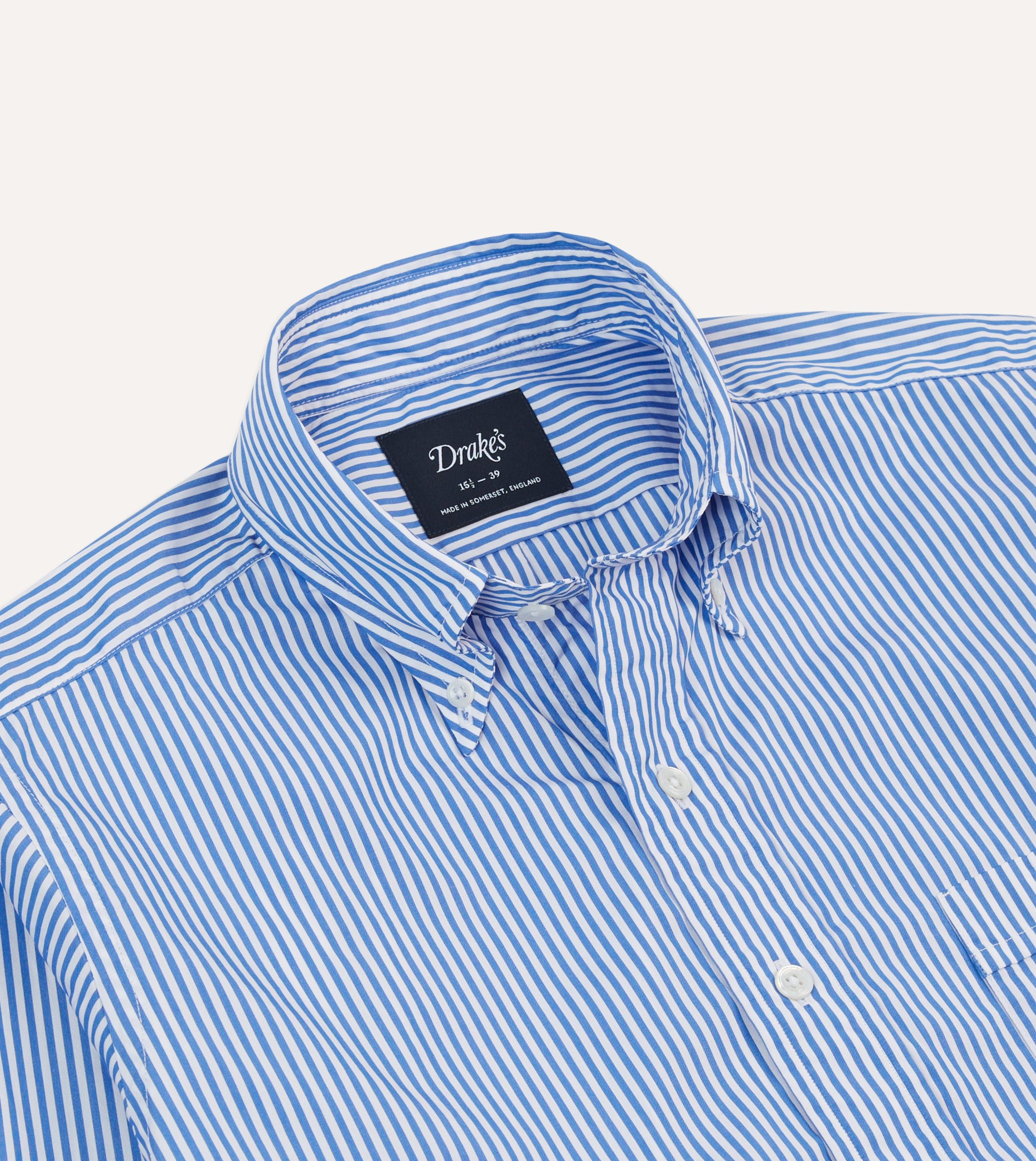 Blue Bengal Stripe Cotton Poplin Button-Down Shirt - Image 3