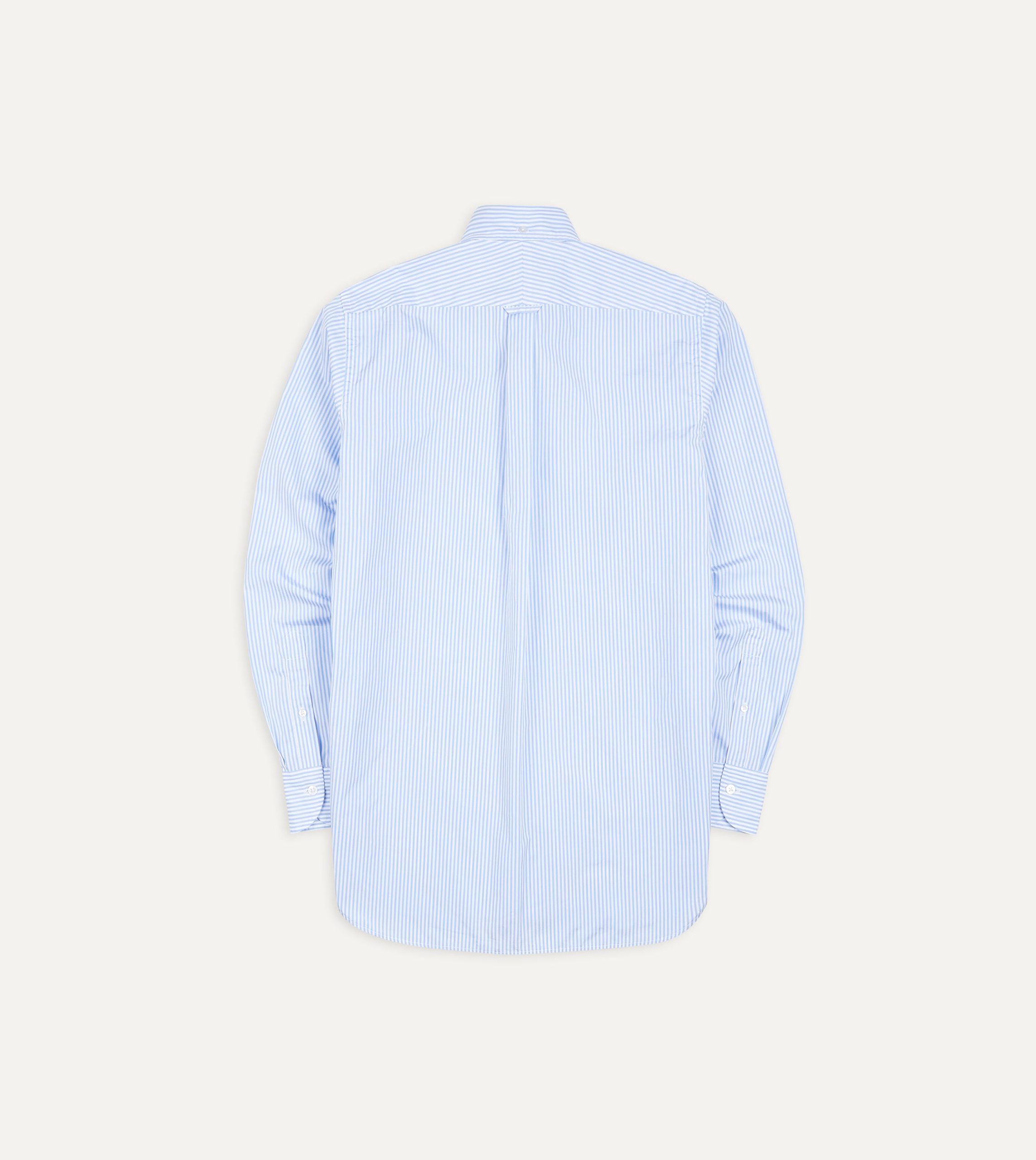 Light Blue Bengal Stripe Cotton Poplin Button-Down Shirt - Image 3