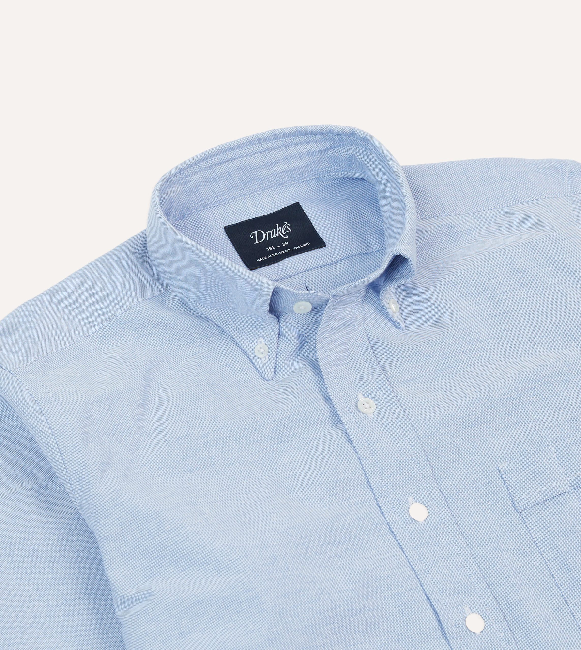 Ice Blue Cotton Oxford Cloth Button-Down Shirt - Image 3
