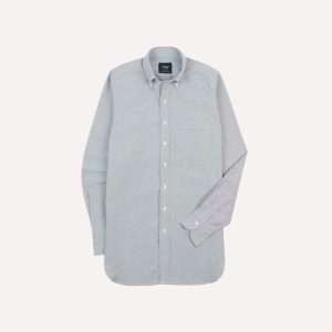 Grey Cotton Oxford Cloth Button-Down Shirt