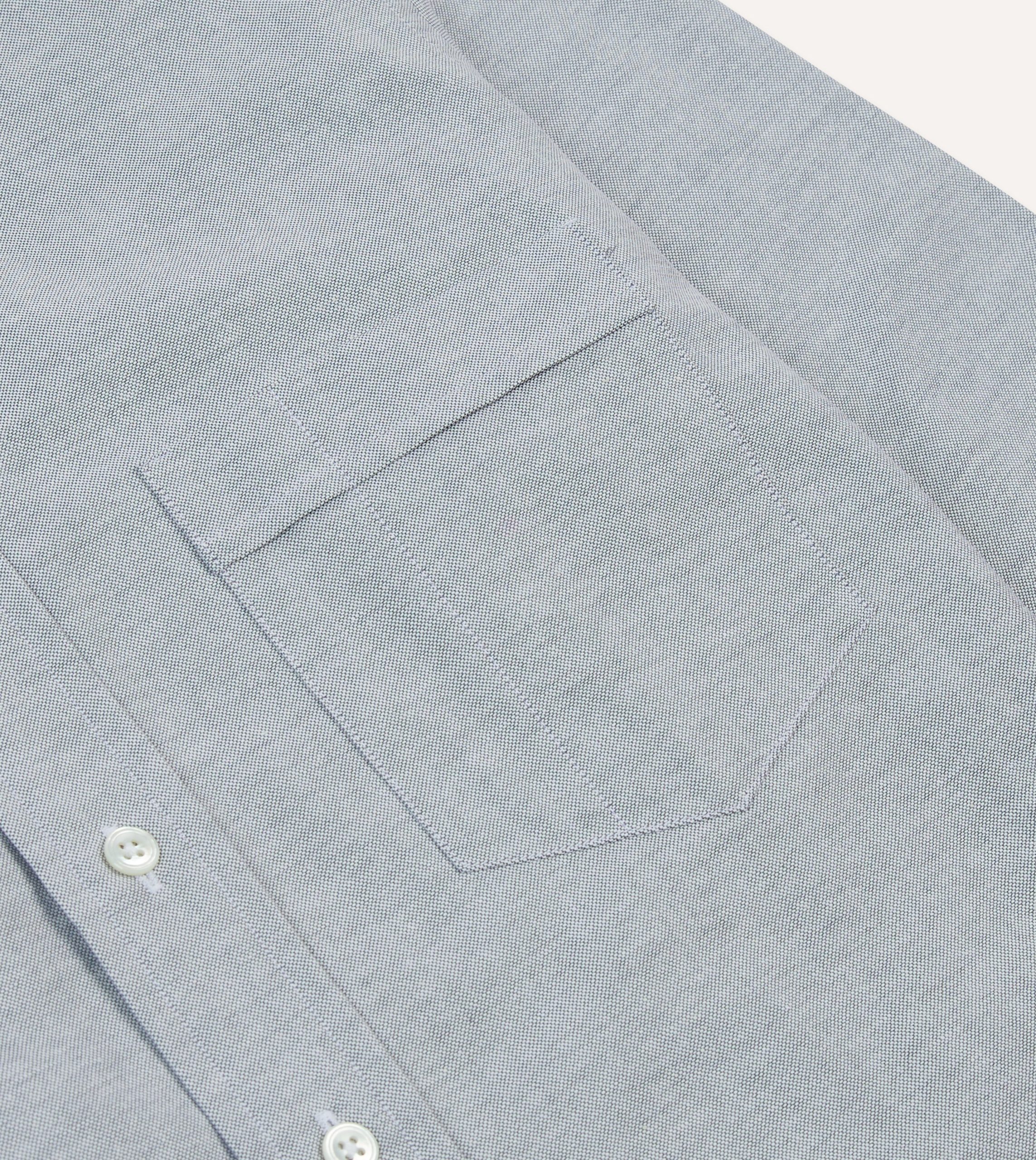Grey Cotton Oxford Cloth Button-Down Shirt - Image 4