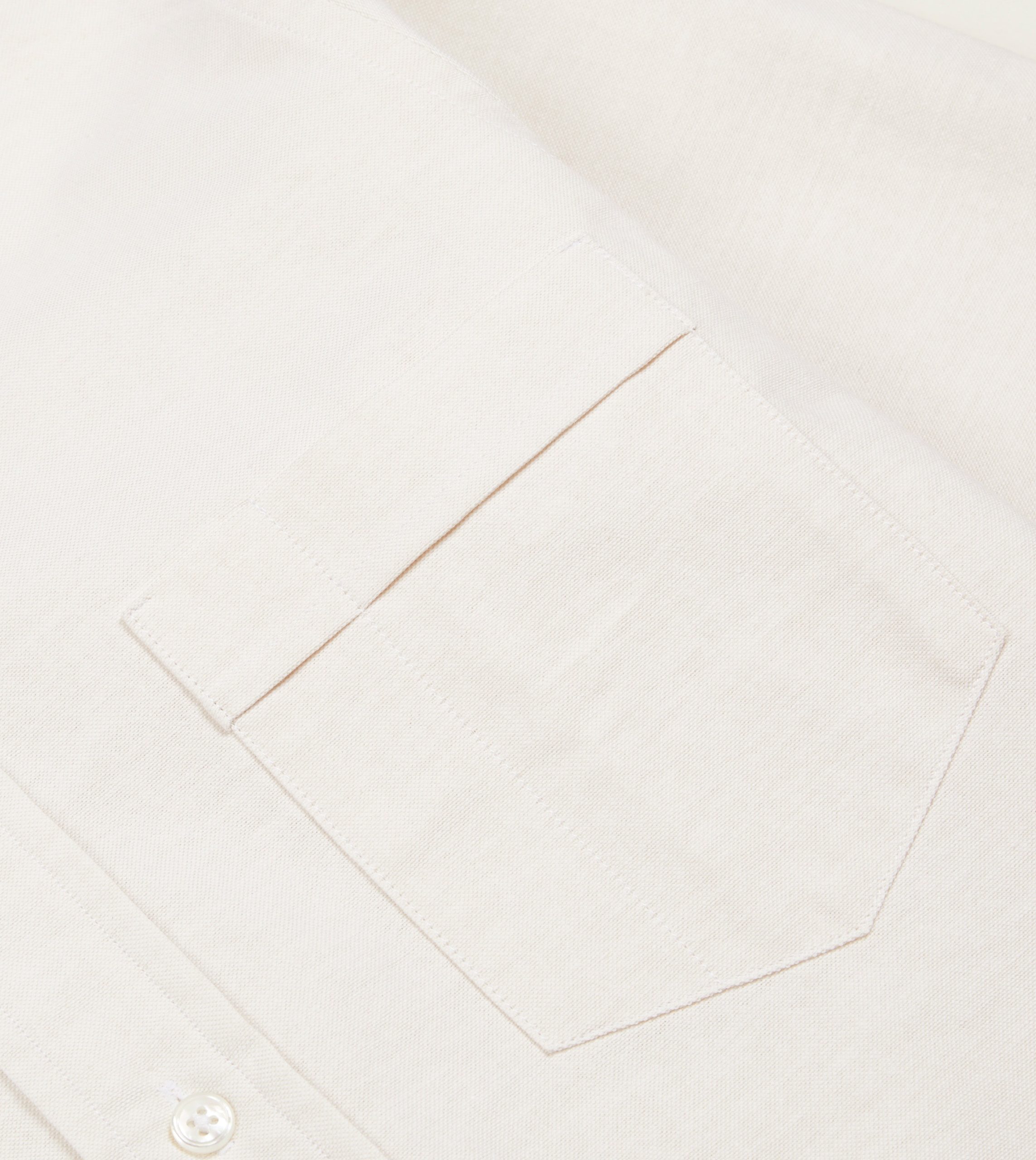 Cream Cotton Oxford Cloth Button-Down Shirt - Image 4