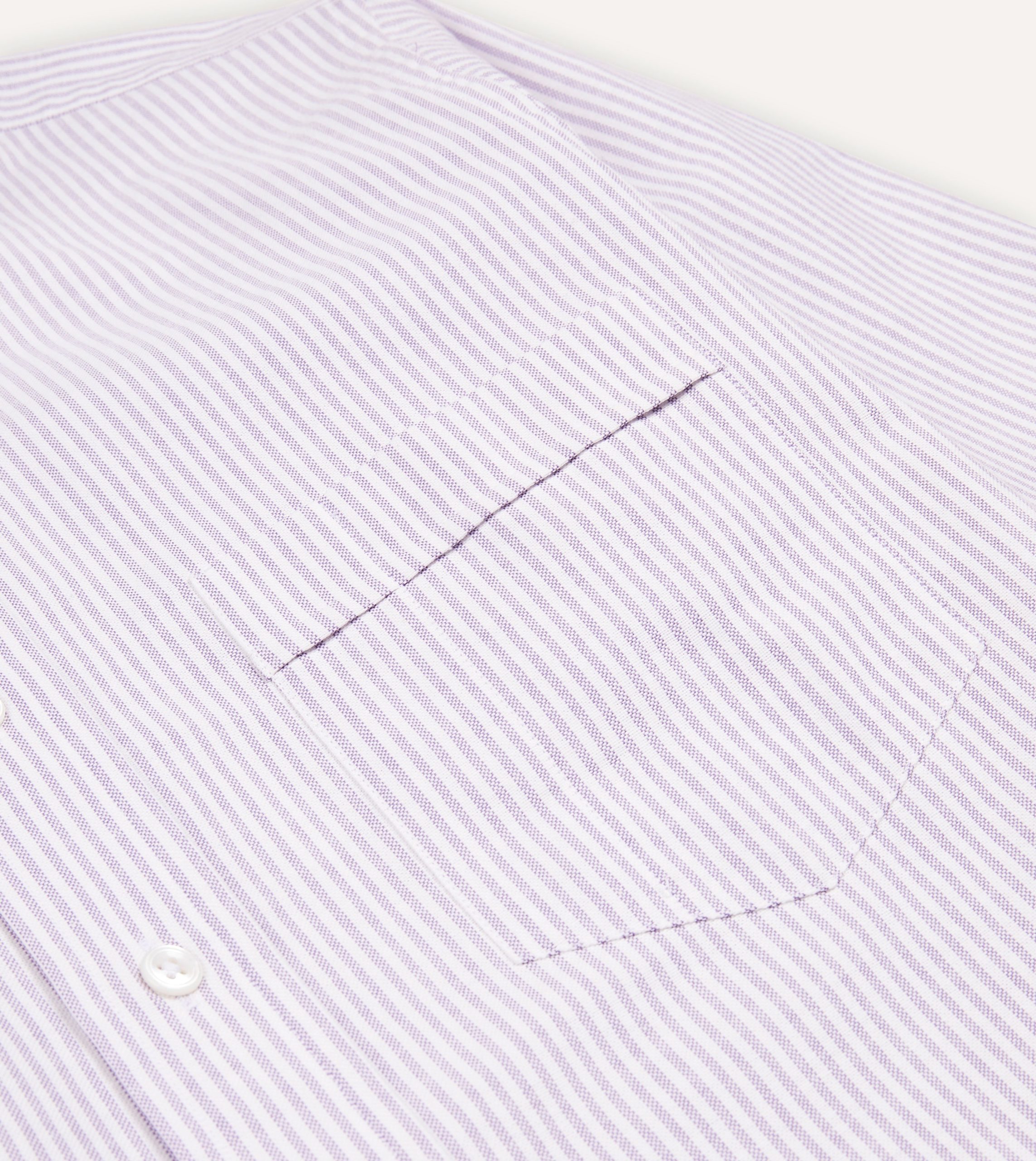 Lilac Ticking Stripe Cotton Oxford Cloth Button-Down Shirt - Image 4