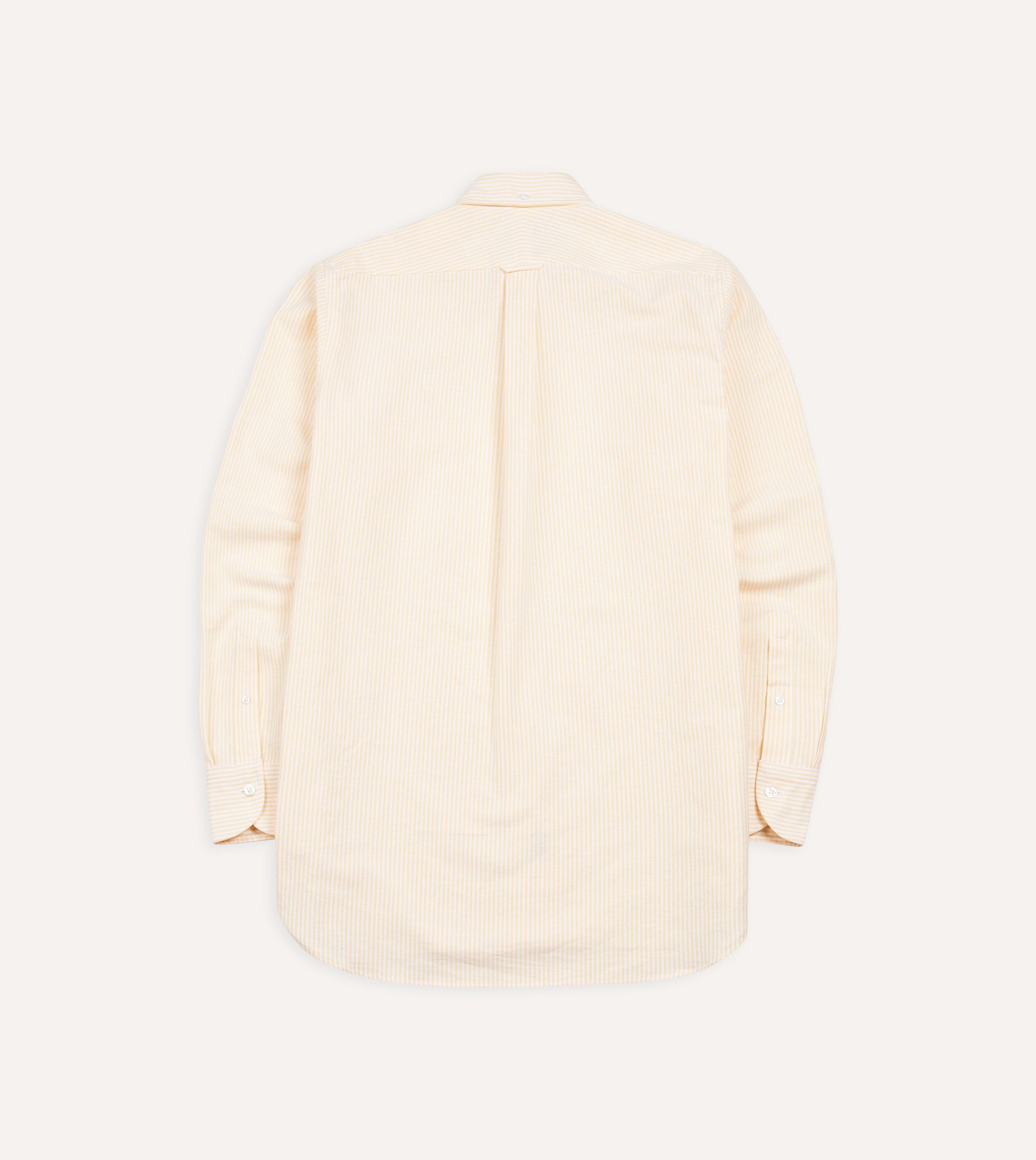 Yellow Ticking Stripe Cotton Oxford Cloth Button-Down Shirt - Image 5