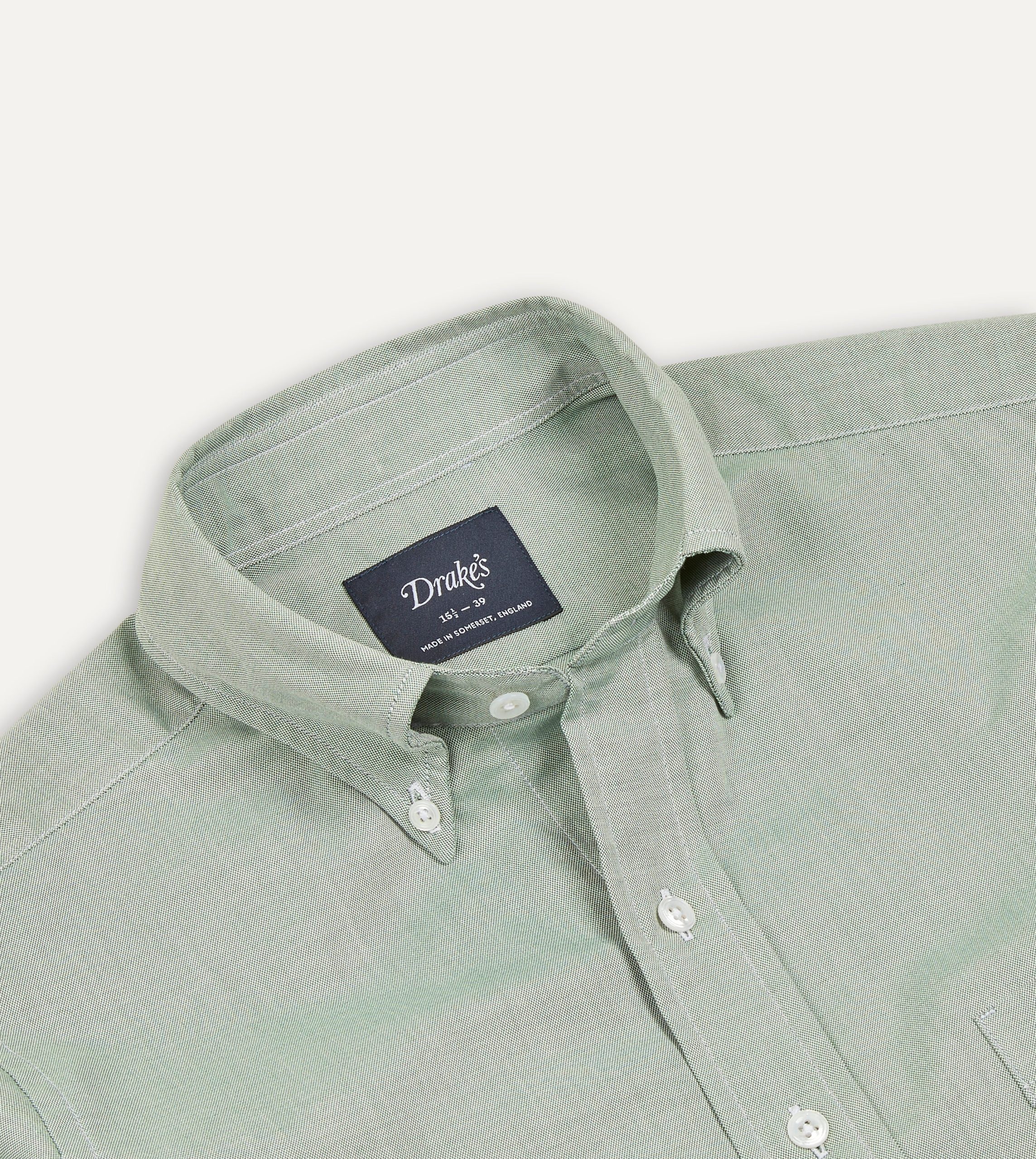Green Pinpoint Oxford Cotton Cloth Button-Down Shirt - Image 3