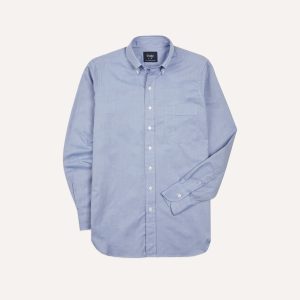 Navy Pinpoint Oxford Cotton Cloth Button-Down Shirt