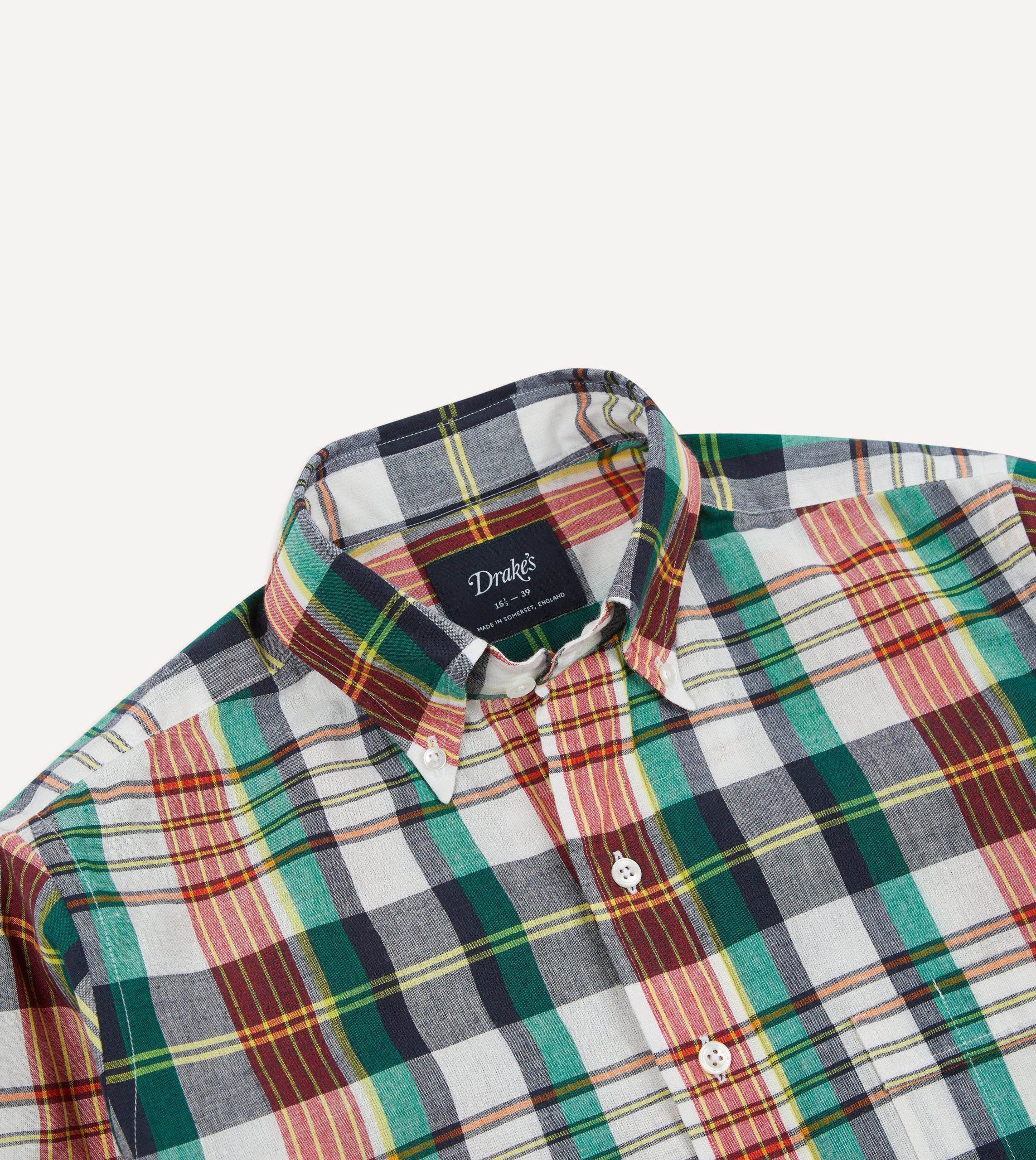 Blue and Red Madras Check Cotton Button-Down Shirt - Image 3