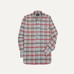 Red and Black Madras Check Cotton Button-Down Shirt