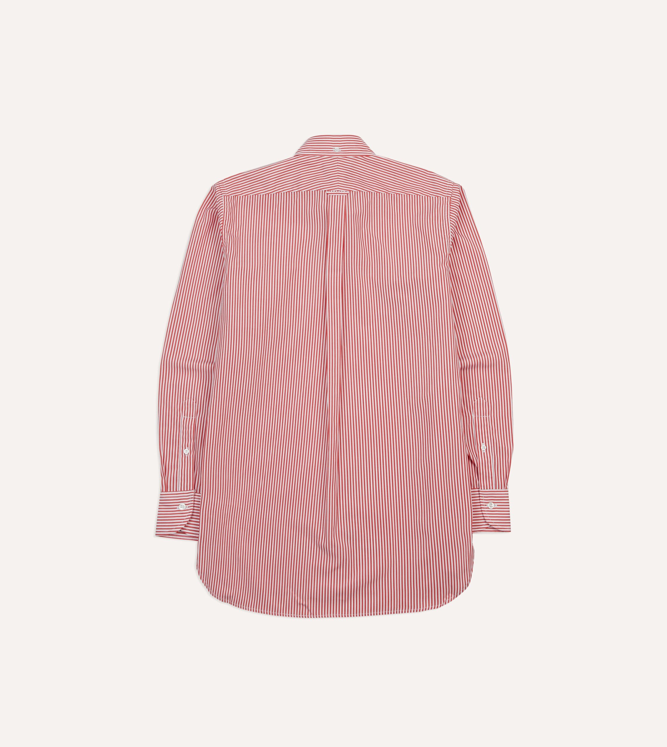 Red Narrow Stripe Cotton Poplin Button-Down Shirt - Image 6
