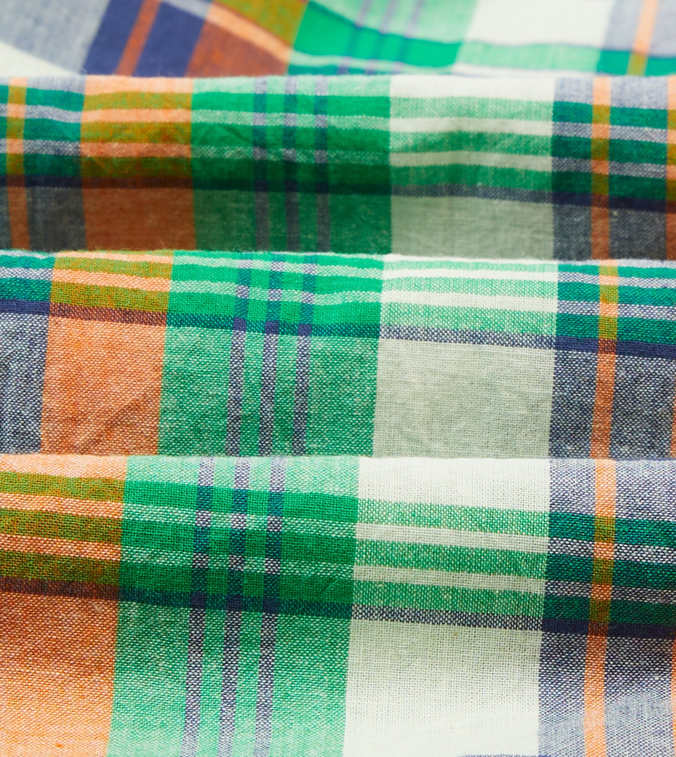 Green and Orange Madras Check Cotton Button-Down Shirt - Image 2
