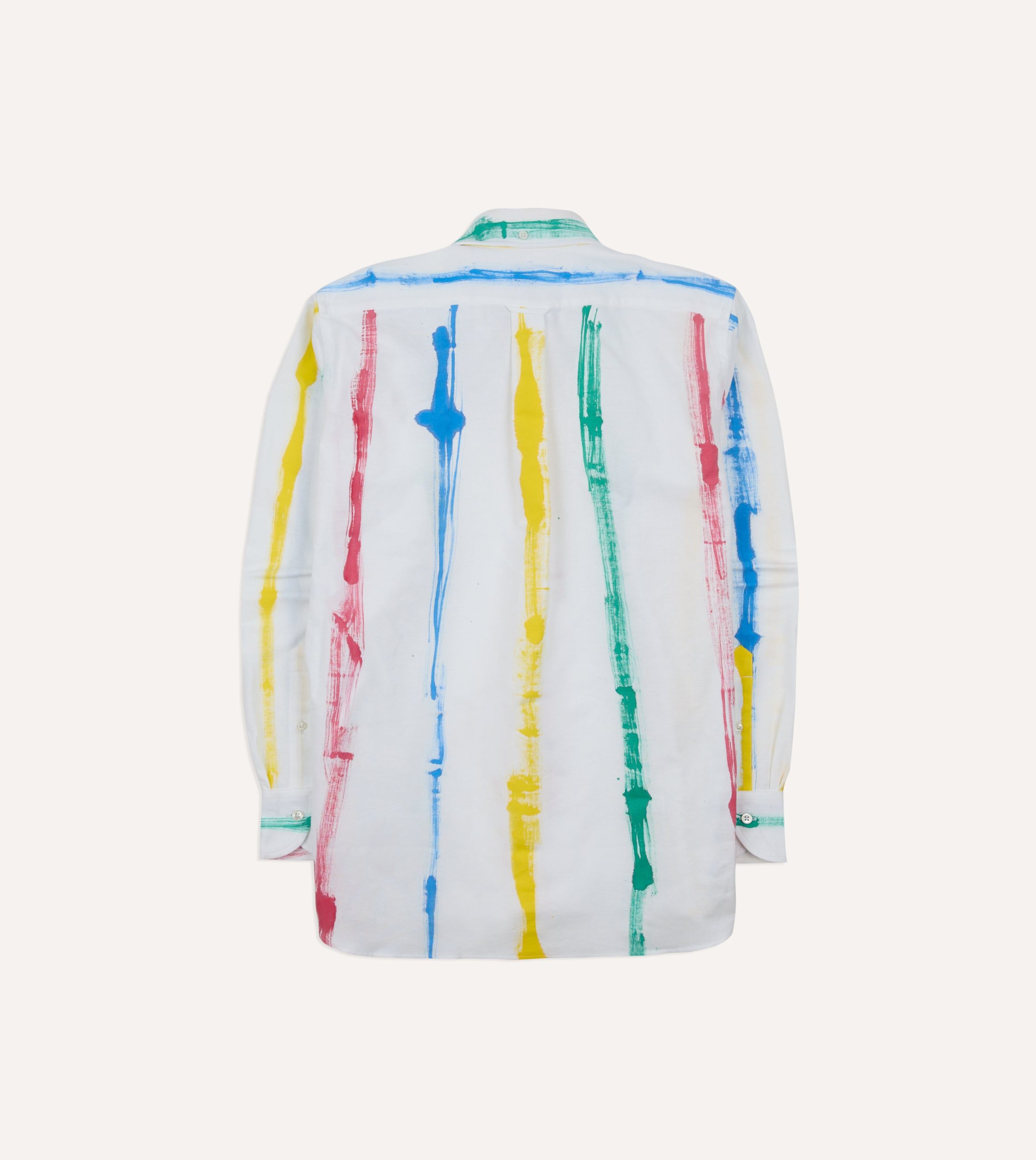 Michael McGregor for Drake's Hand-Painted Stripe Cotton Oxford Cloth Button-Down Shirt - Image 5