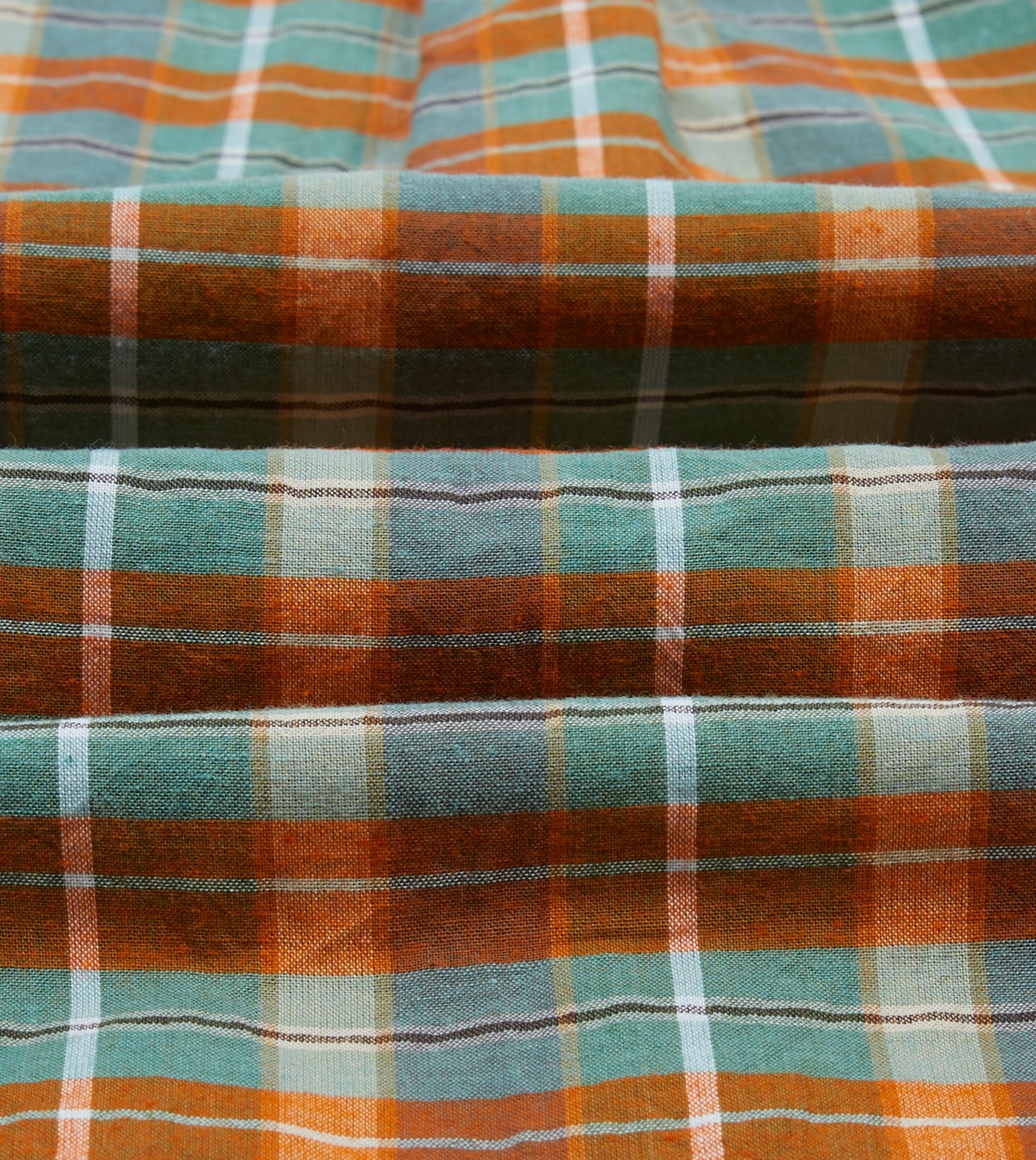 Orange and Blue Madras Check Cotton Button-Down Shirt - Image 2