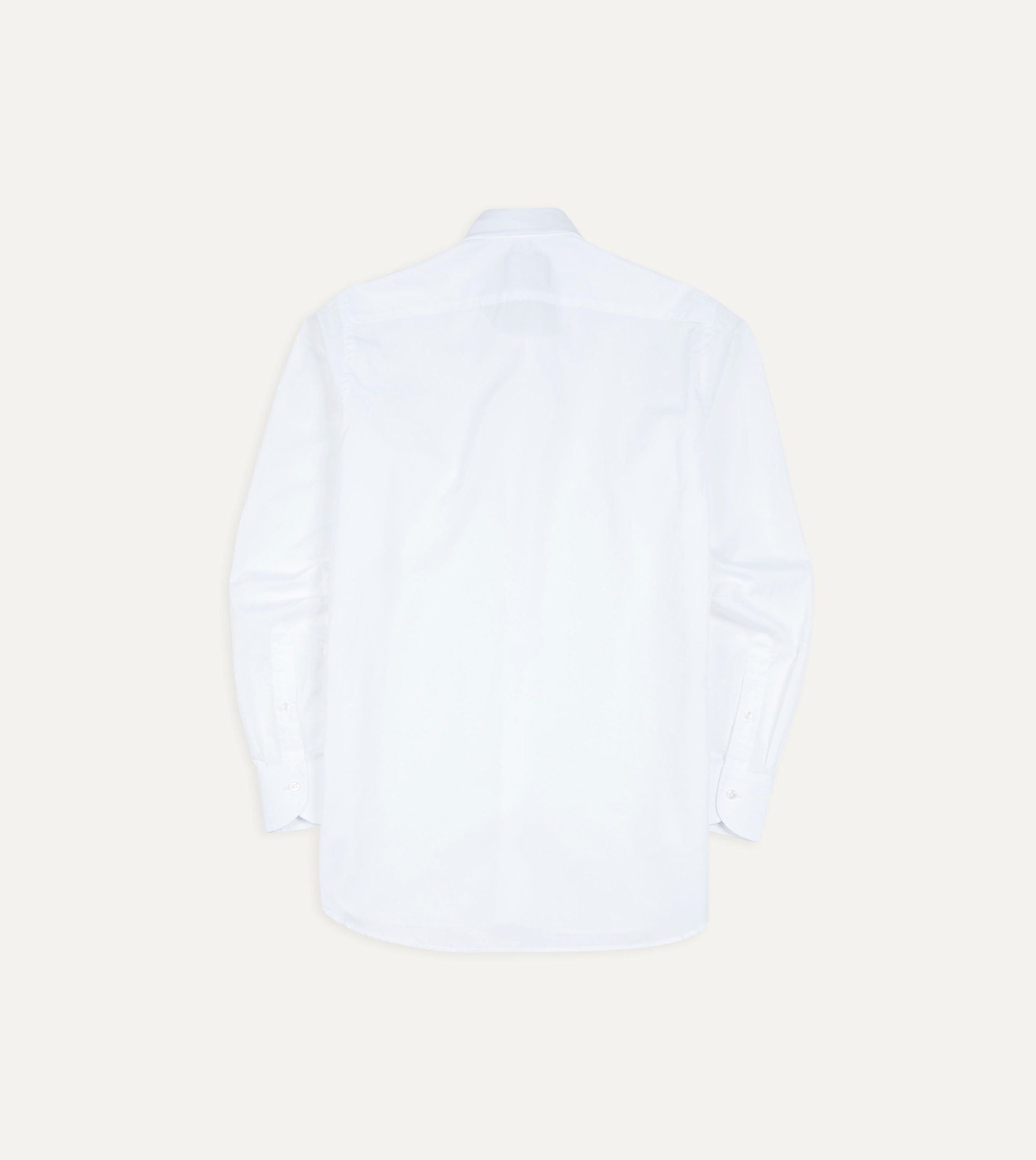 White Cotton Spread Collar Poplin Shirt - Image 3