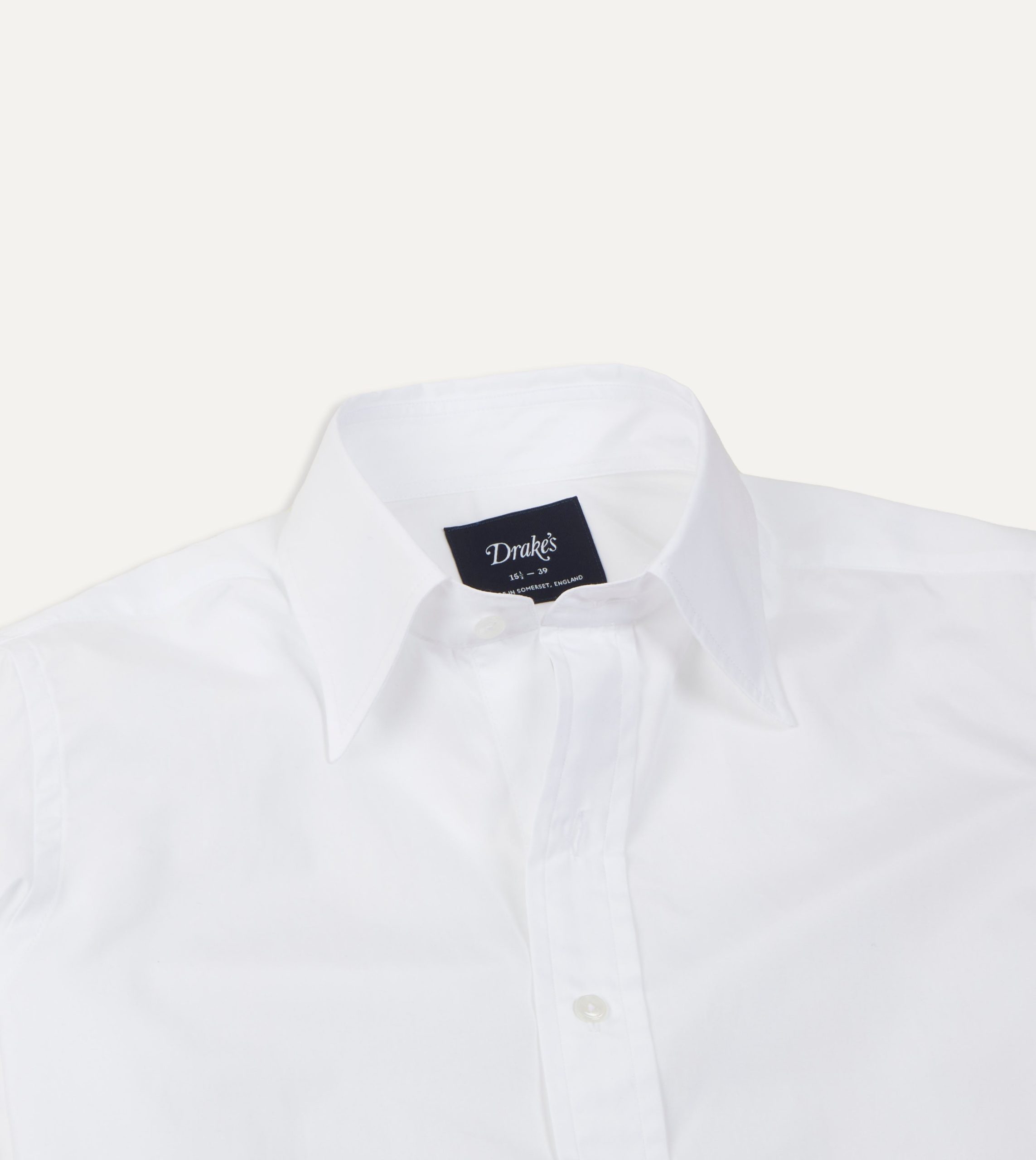 White Cotton Poplin Long Point Collar Shirt - Image 4